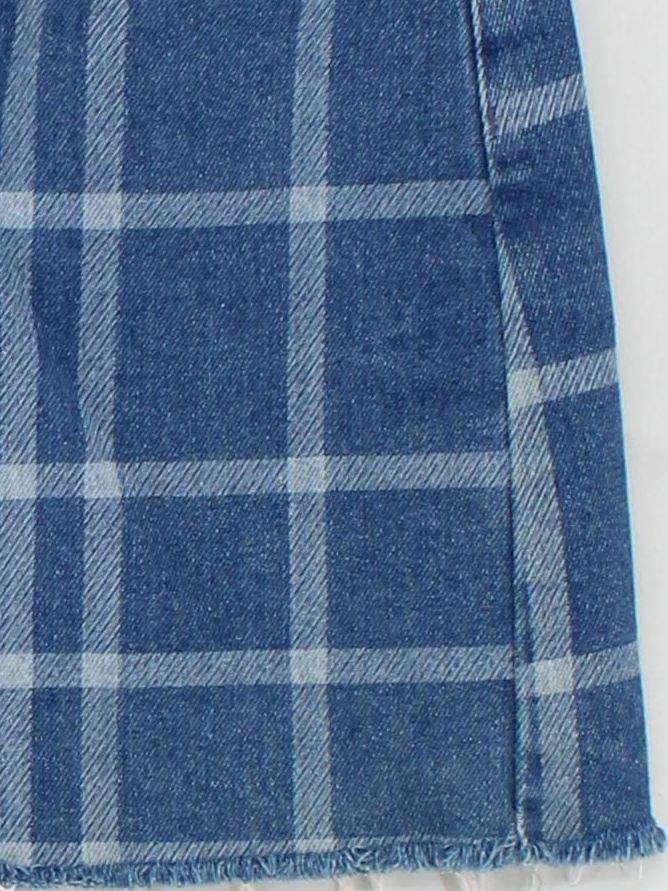 Topshop Women's Mini Skirt UK 8 Blue Checkered 100% Cotton Short Mini - Image 4