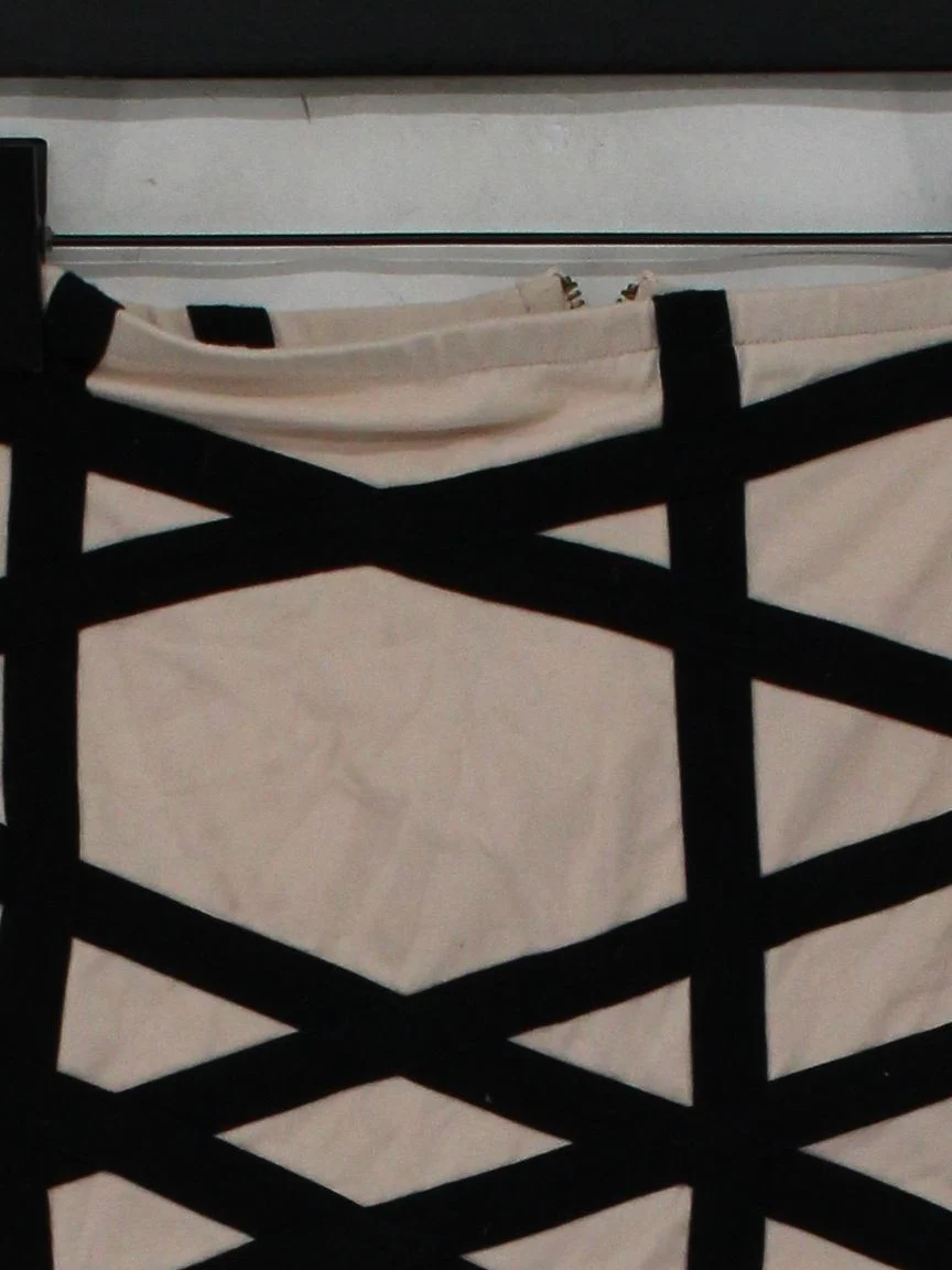 Topshop Women's Mini Skirt UK 8 Cream Geometric Cotton with Elastane Short Mini - Image 3