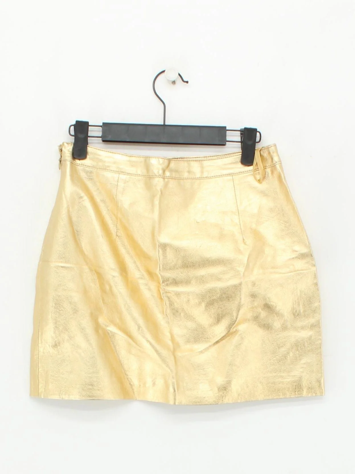 Topshop Women's Mini Skirt UK 8 Gold Faux Leather with Viscose, Polyester Mini - Image 2