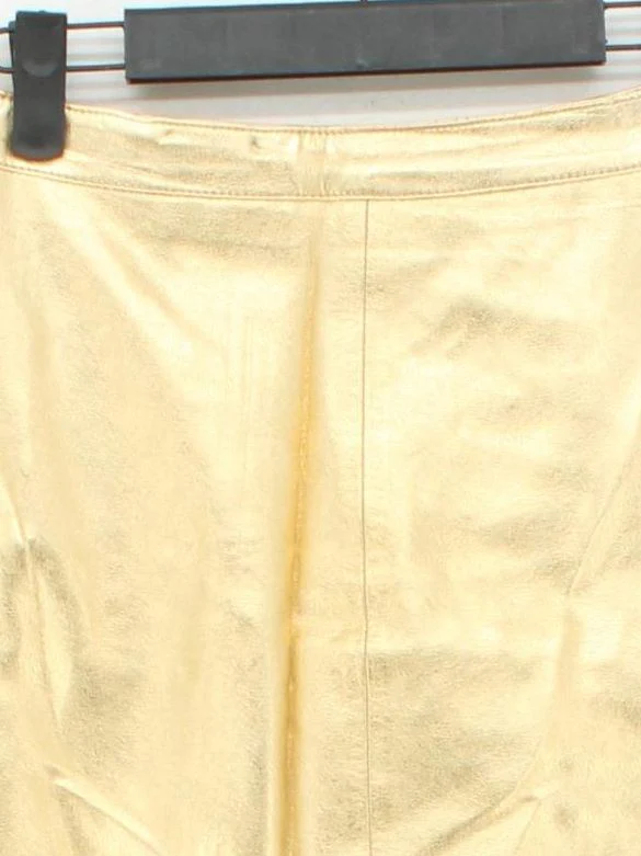 Topshop Women's Mini Skirt UK 8 Gold Faux Leather with Viscose, Polyester Mini - Image 3
