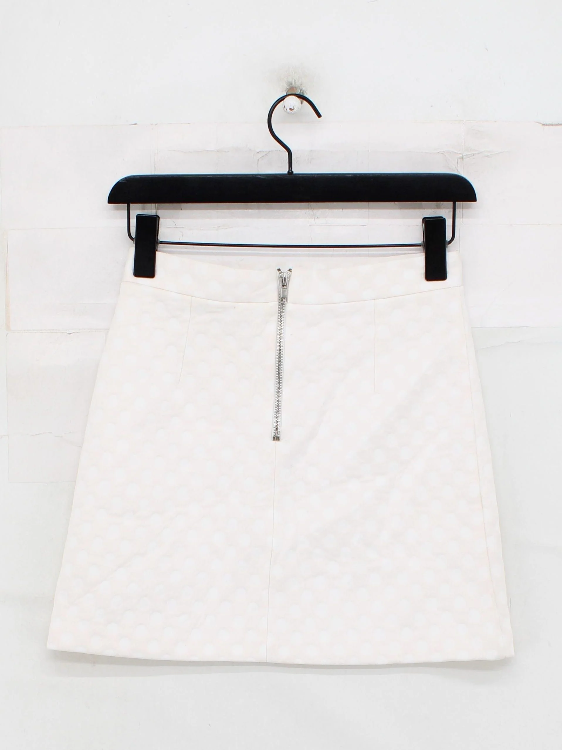 Topshop Women's Mini Skirt UK 8 White Polkadot Nylon with Elastane Short Mini - Image 2