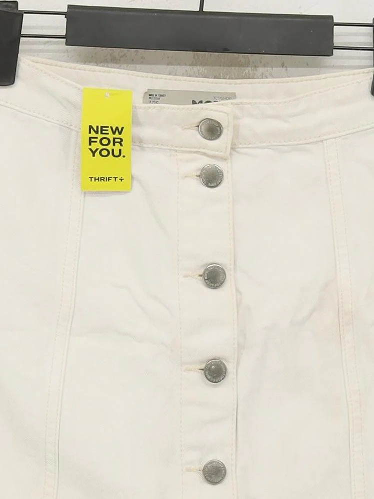 Topshop Women's Mini Skirt W 26 in Cream 100% Cotton Short Mini - Image 3