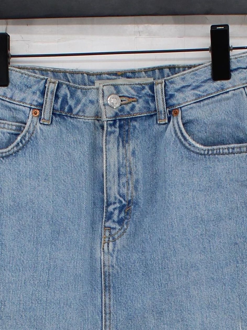 Topshop Women's Mini Skirt XS Blue 100% Cotton Short Mini - Image 3