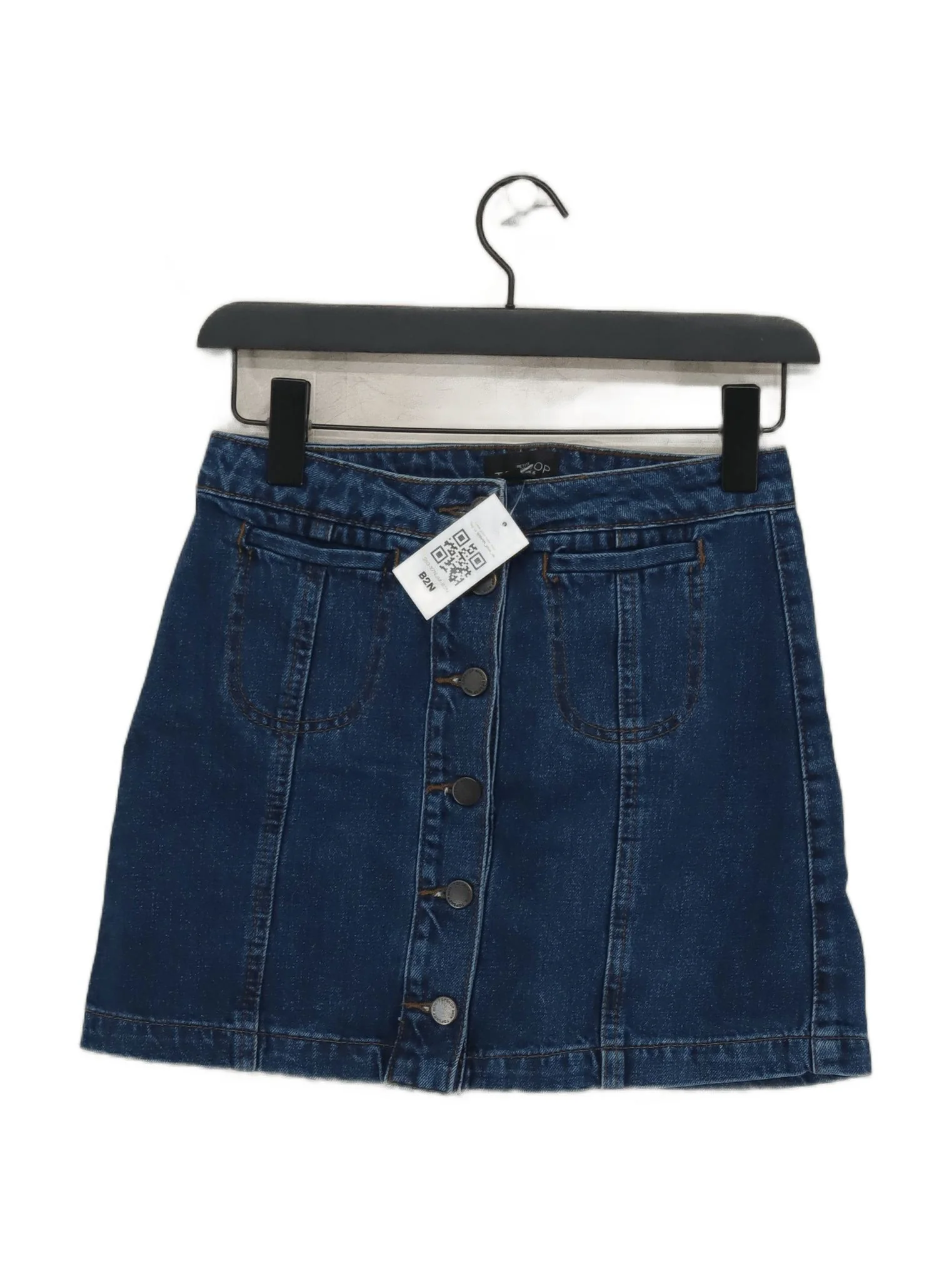 Topshop Women's Mini Skirt XS Blue 100% Cotton Short Mini