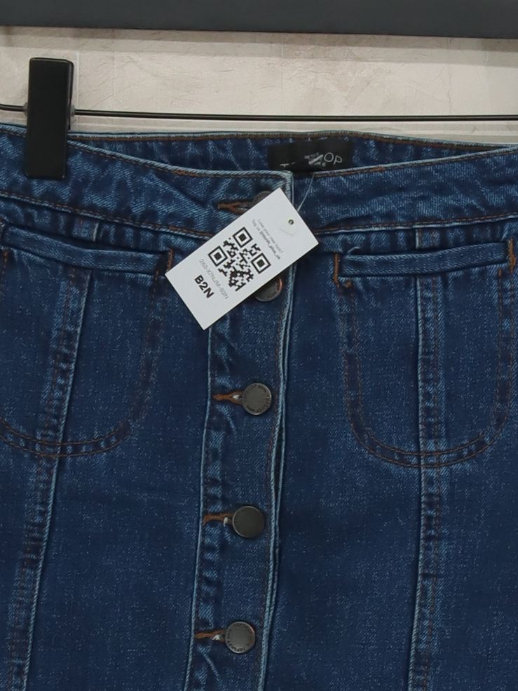 Topshop Women's Mini Skirt XS Blue 100% Cotton Short Mini - Image 3