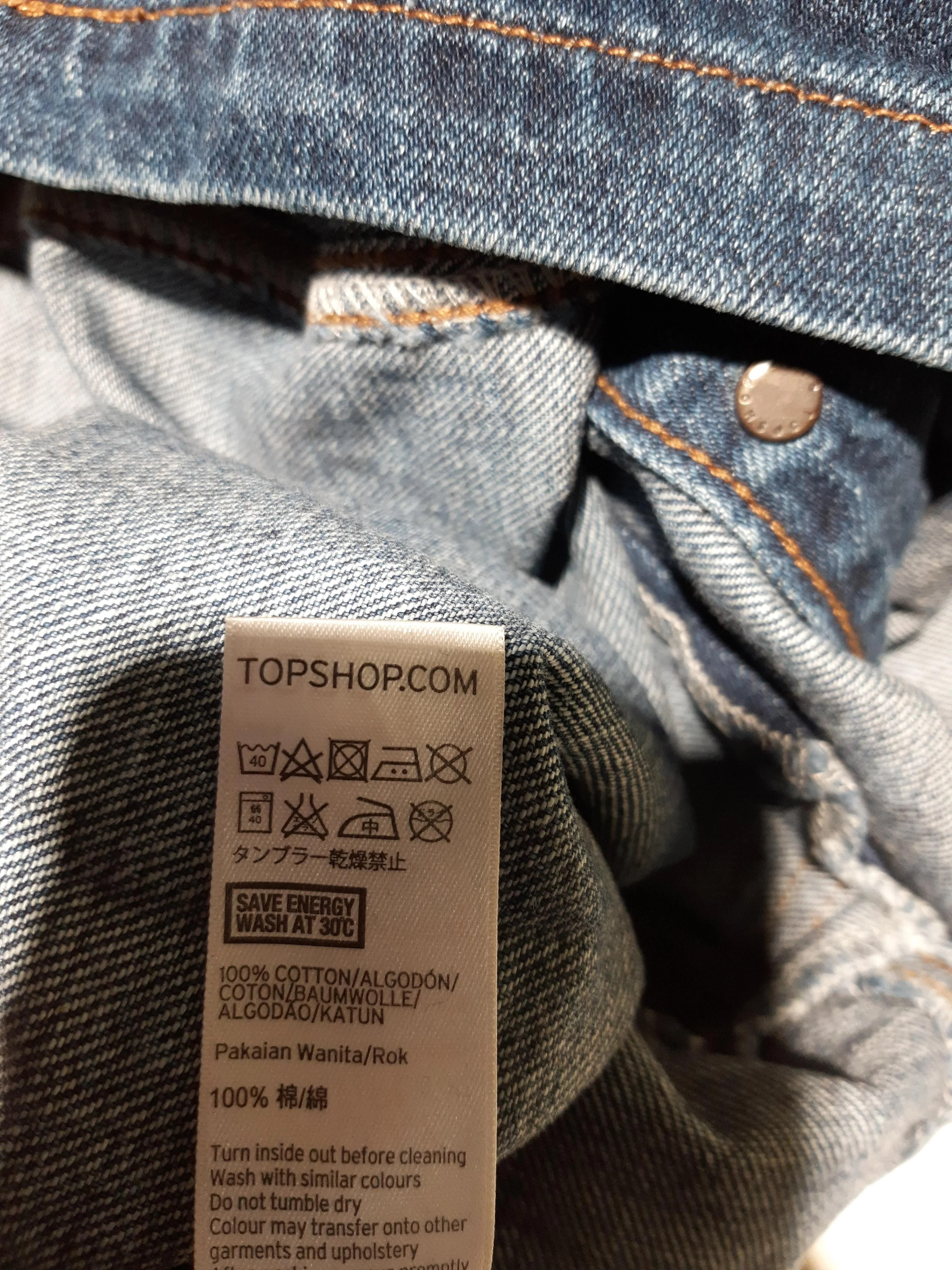 Topshop Women's Mini Skirt XS Blue 100% Cotton Short Mini - Image 6