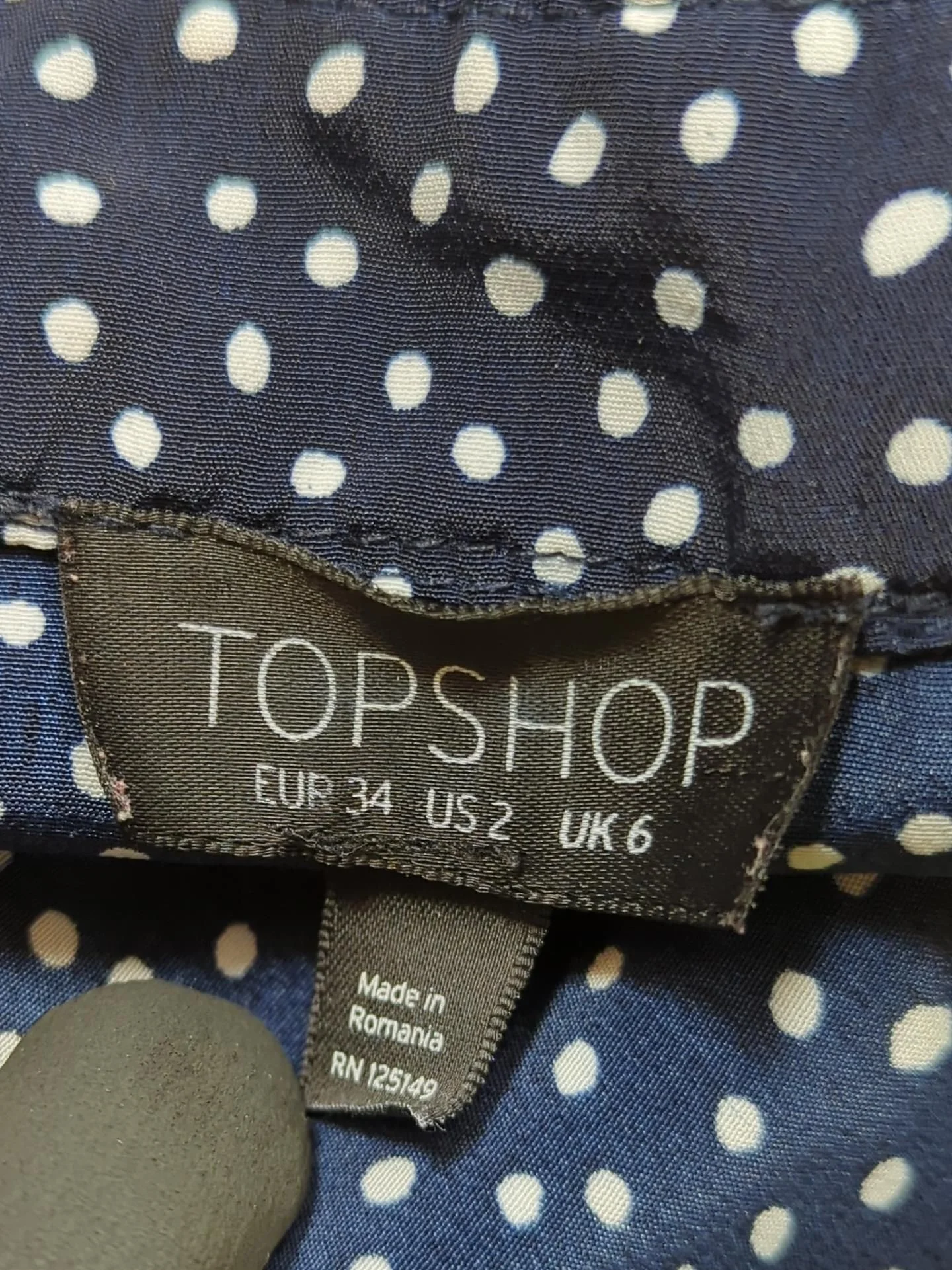 Topshop Women's Mini Skirt XS Blue Polkadot 100% Polyester Short Mini - Image 5