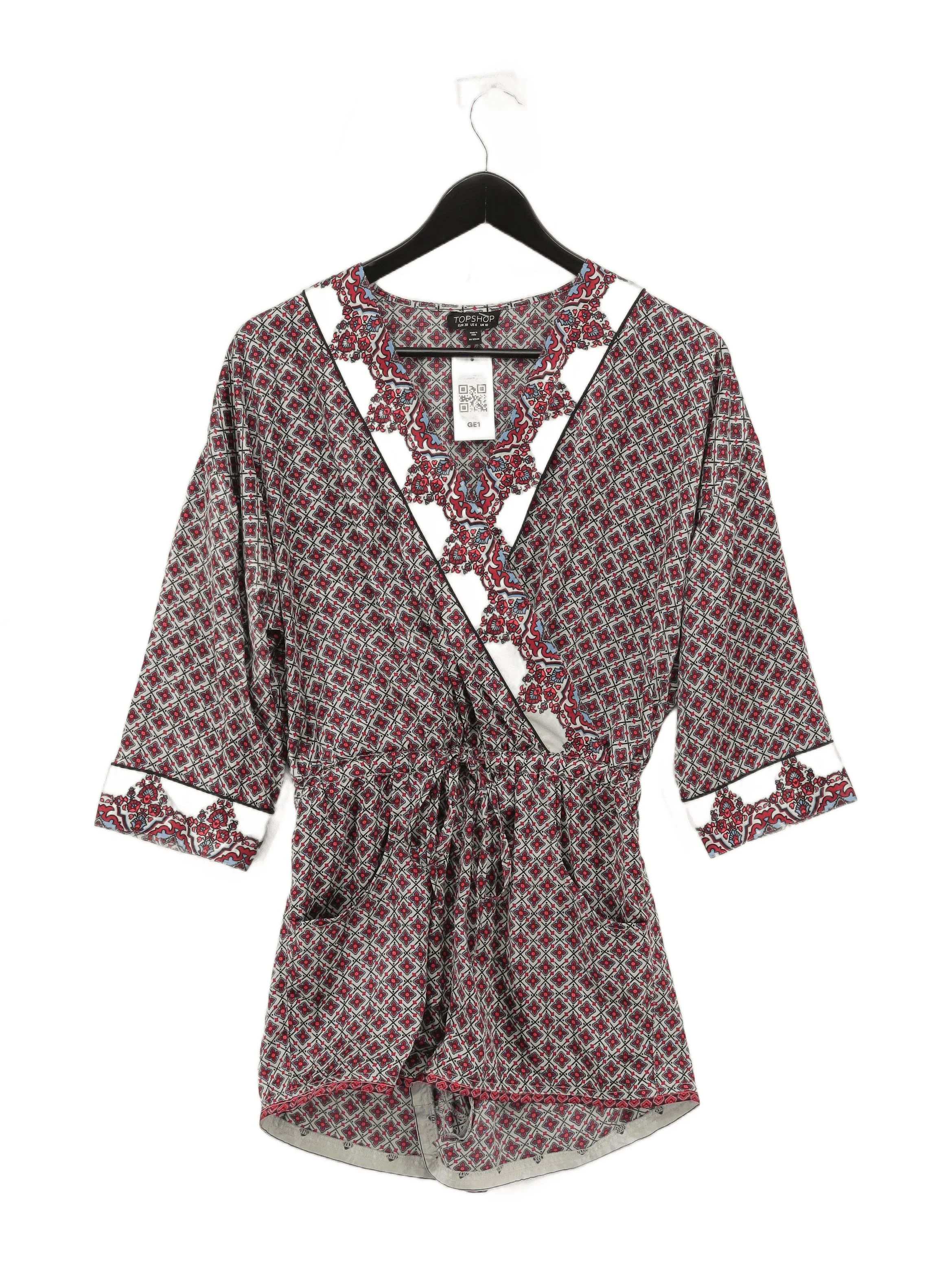 Topshop Women's Playsuit S Multi Geometric 100% Polyester Playsuit