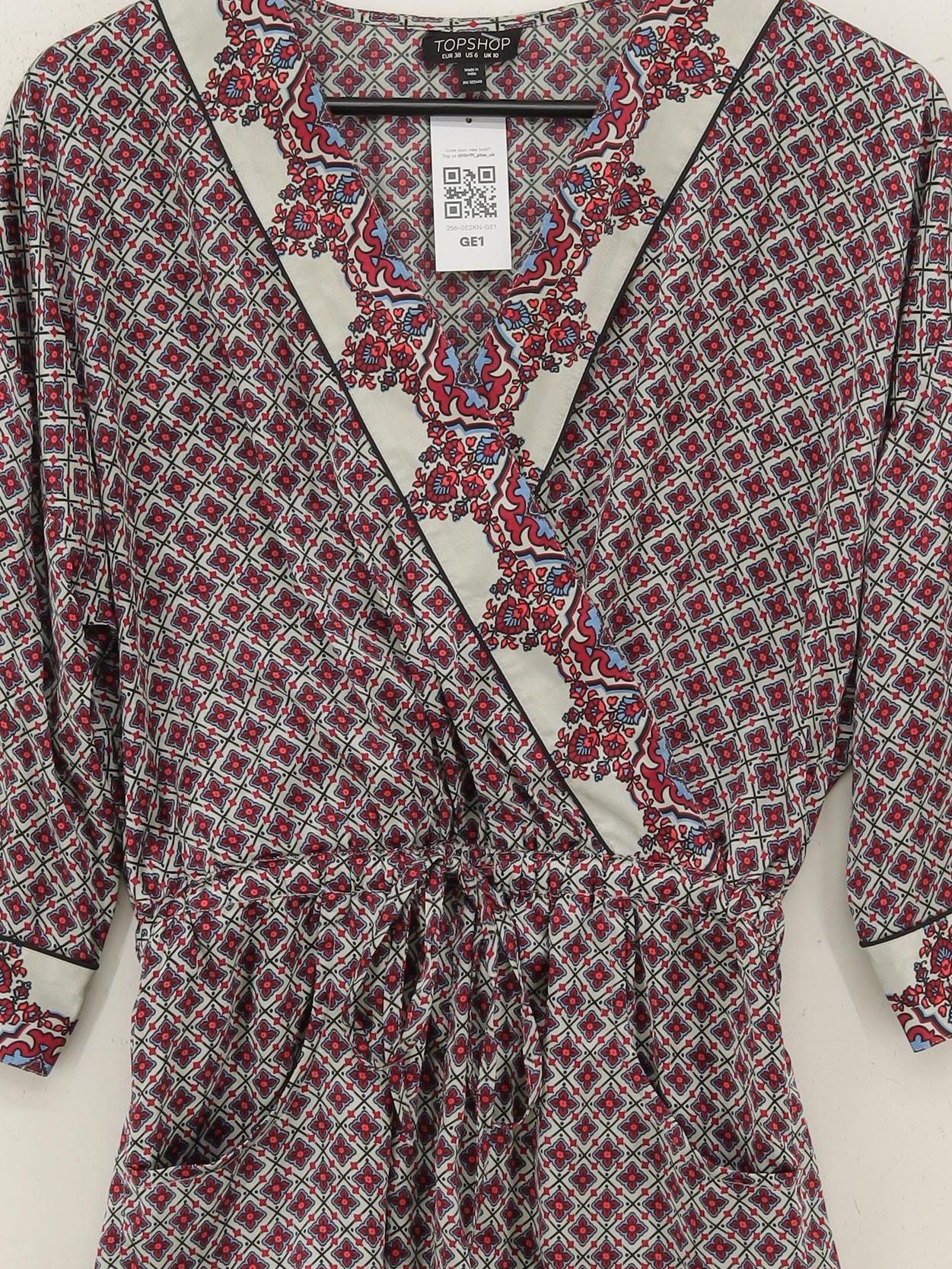 Topshop Women's Playsuit S Multi Geometric 100% Polyester Playsuit - Image 3