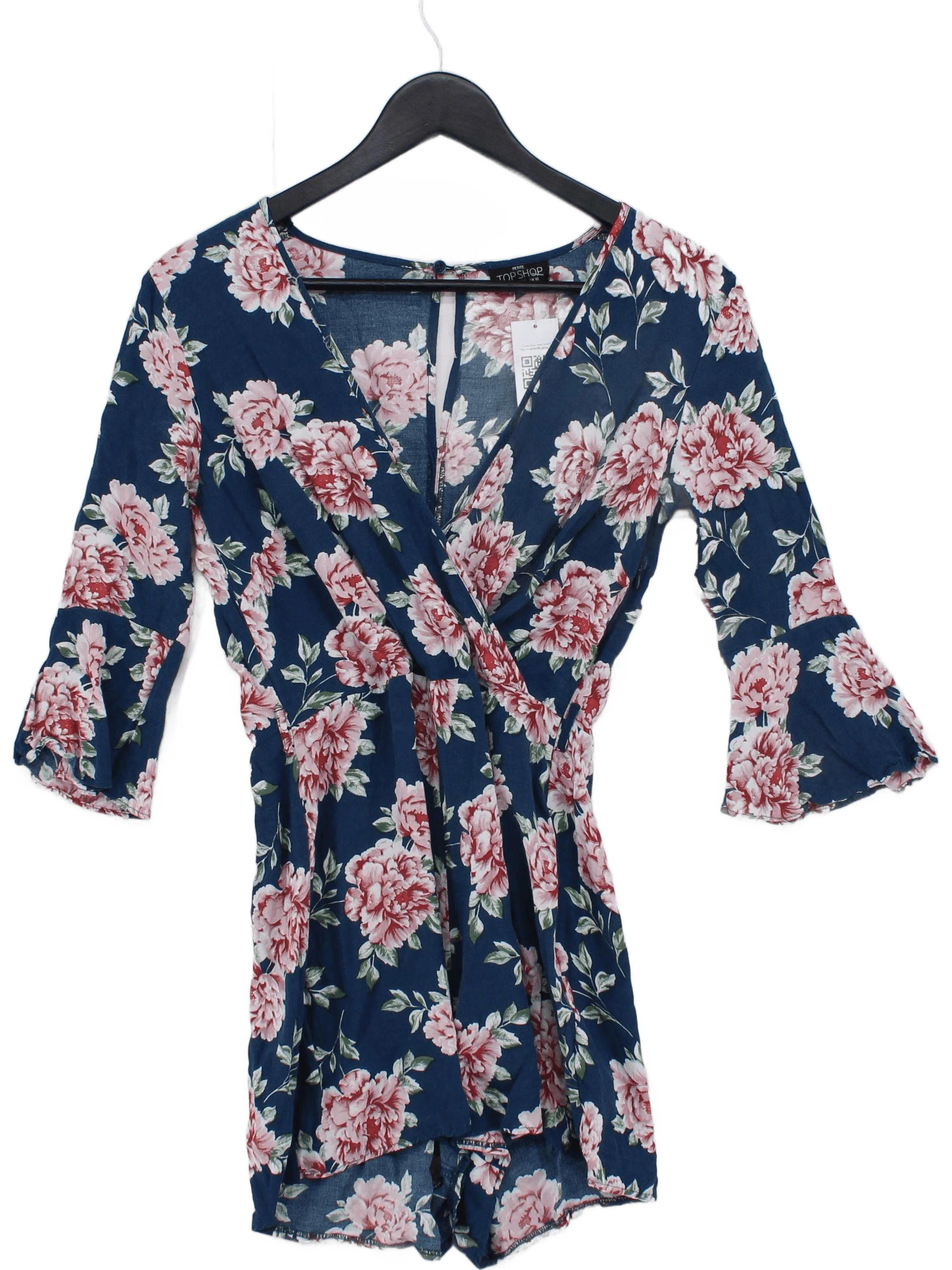Topshop Women's Playsuit UK 10 Blue Floral 100% Other Playsuit