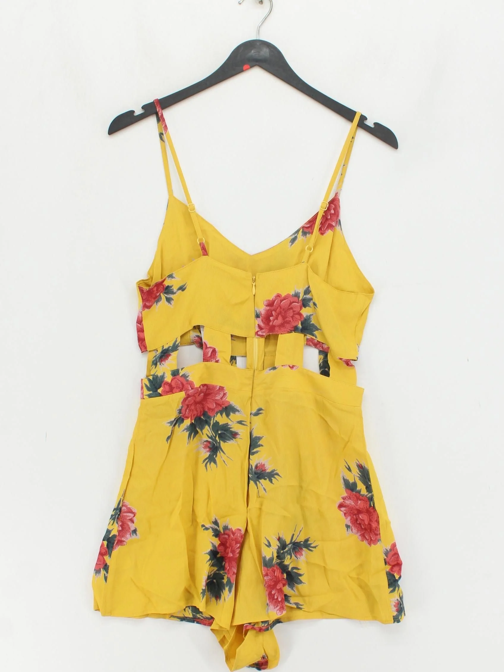 Topshop Women's Playsuit UK 10 Yellow Floral 100% Viscose Playsuit - Image 2