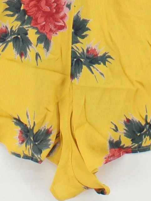 Topshop Women's Playsuit UK 10 Yellow Floral 100% Viscose Playsuit - Image 4