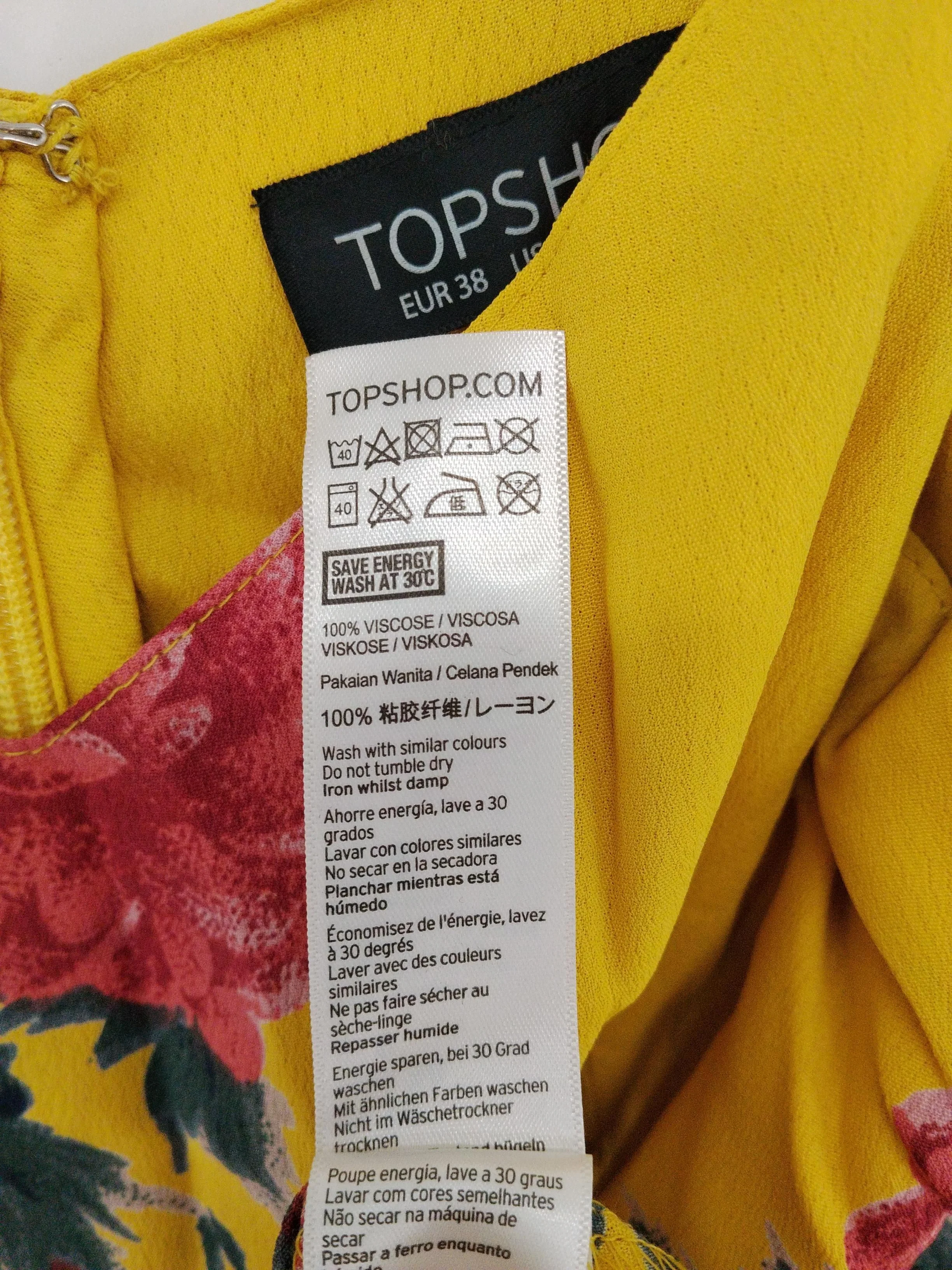 Topshop Women's Playsuit UK 10 Yellow Floral 100% Viscose Playsuit - Image 6