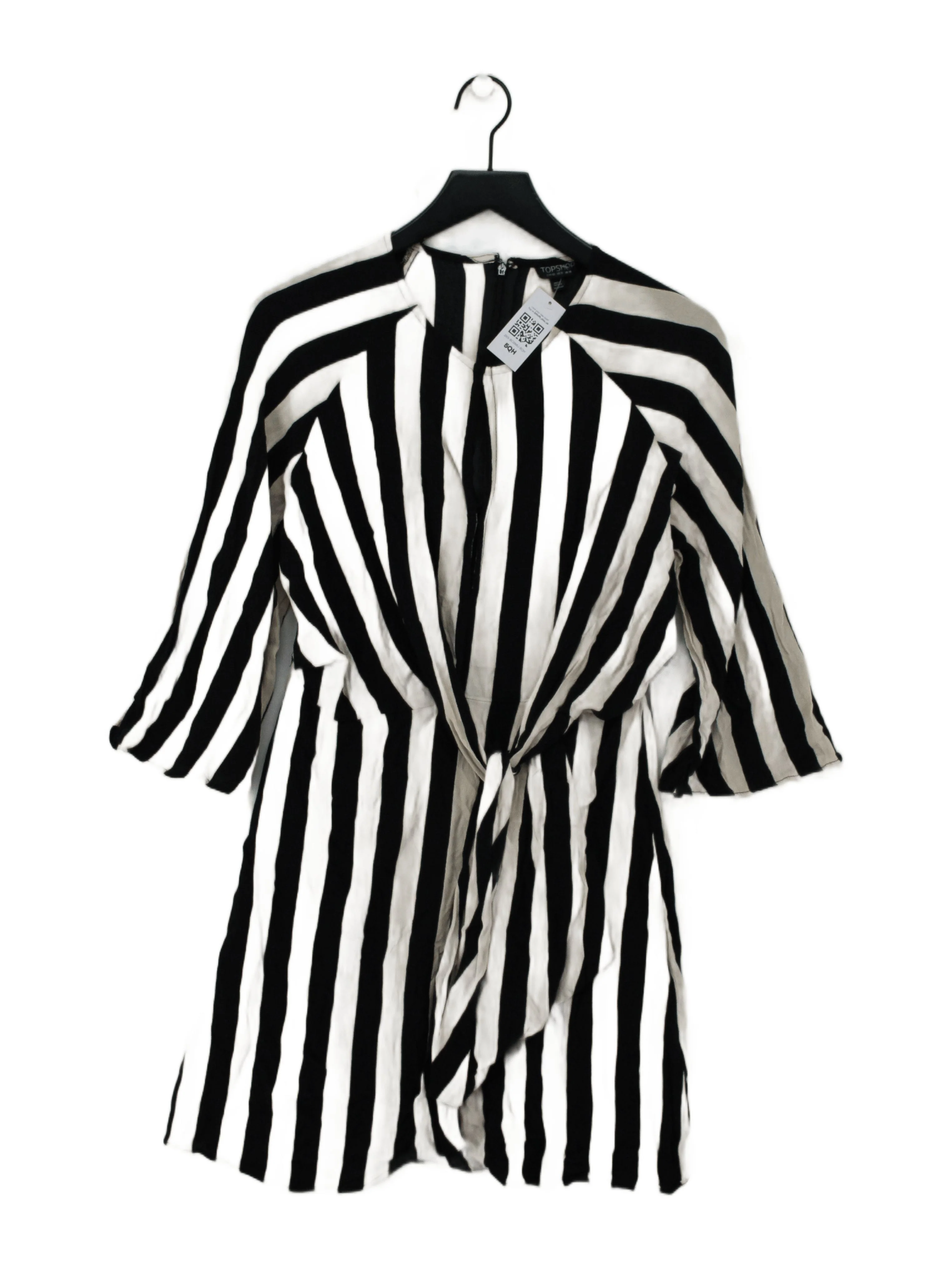 Topshop Women's Playsuit UK 14 Black Striped 100% Viscose Playsuit