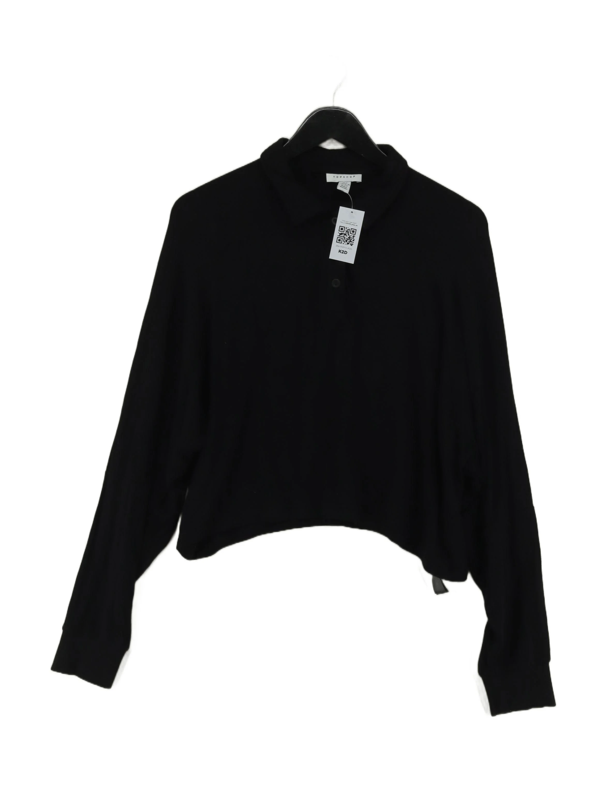 Topshop Women's Polo S Black Cotton with Viscose, Elastane Basic
