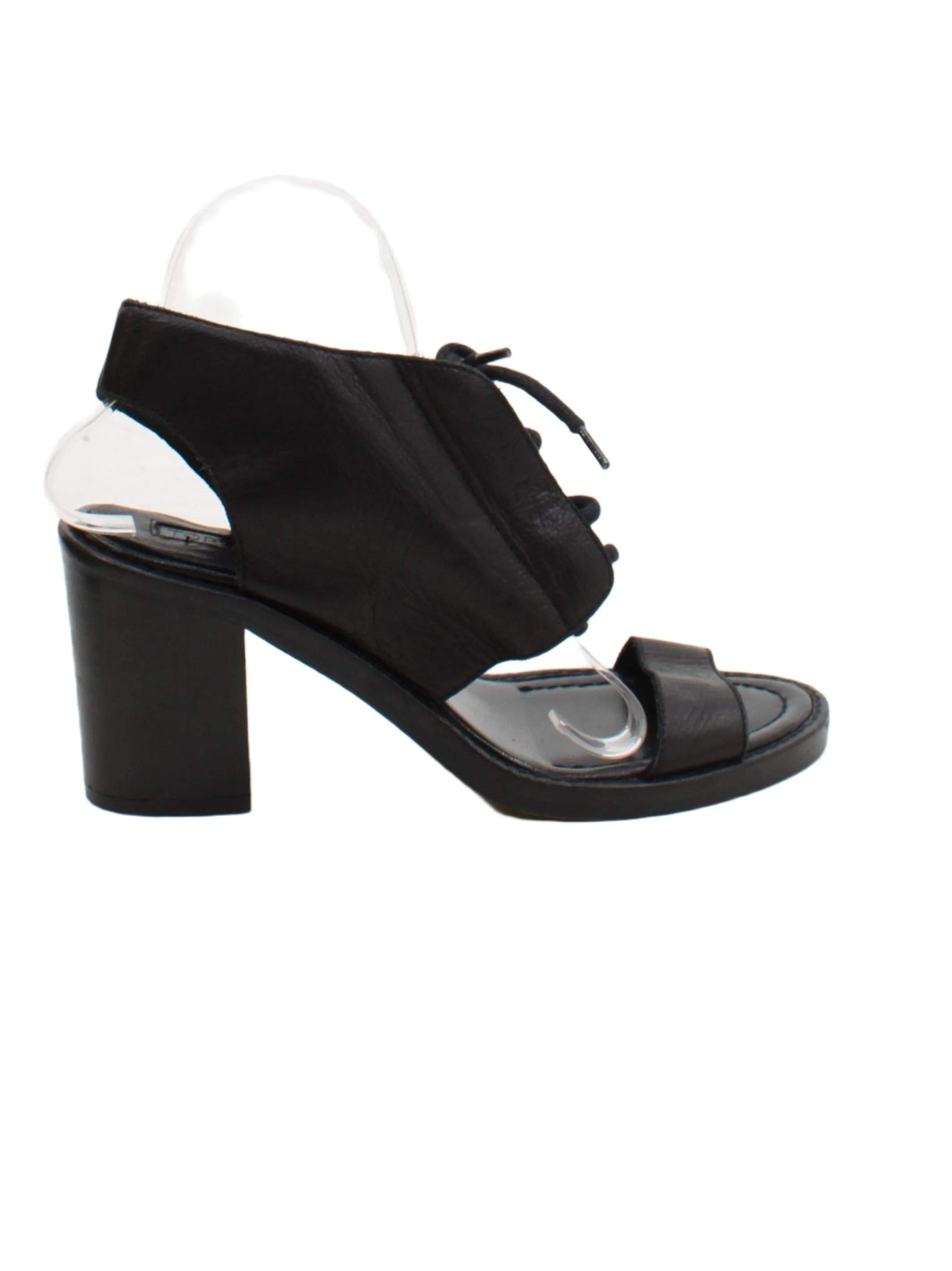 Topshop Women's Sandals UK 6 Black 100% Leather Strappy