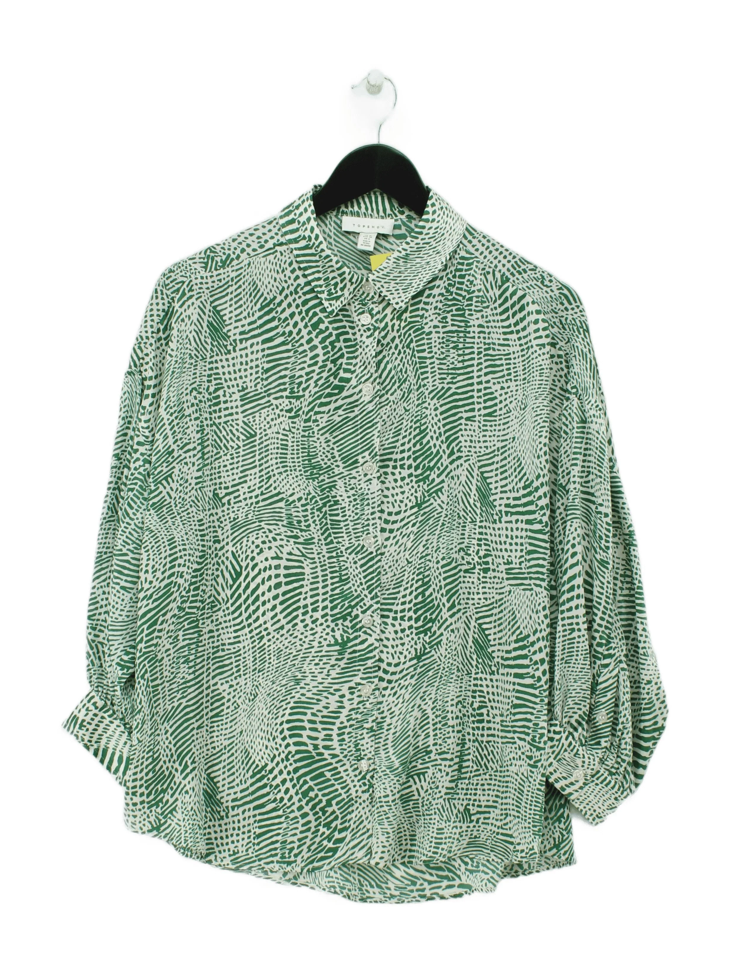 Topshop Women's Shirt M Green 100% Polyester Basic