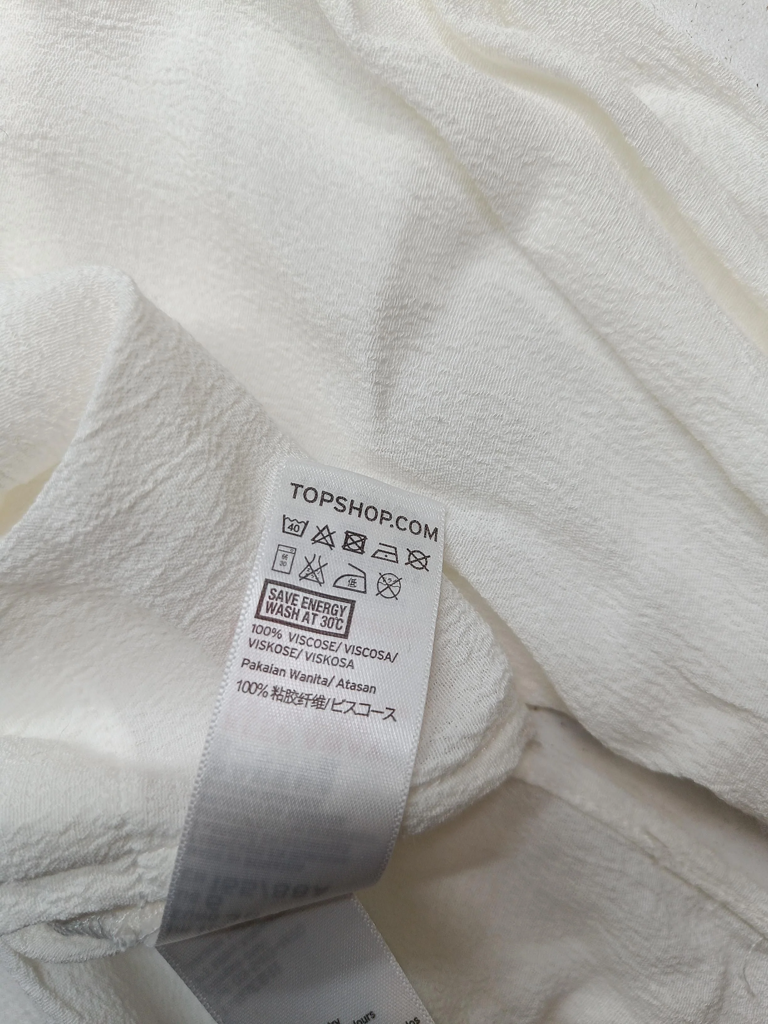 Topshop Women's Shirt M White 100% Viscose Short Sleeve Collared Basic - Image 6
