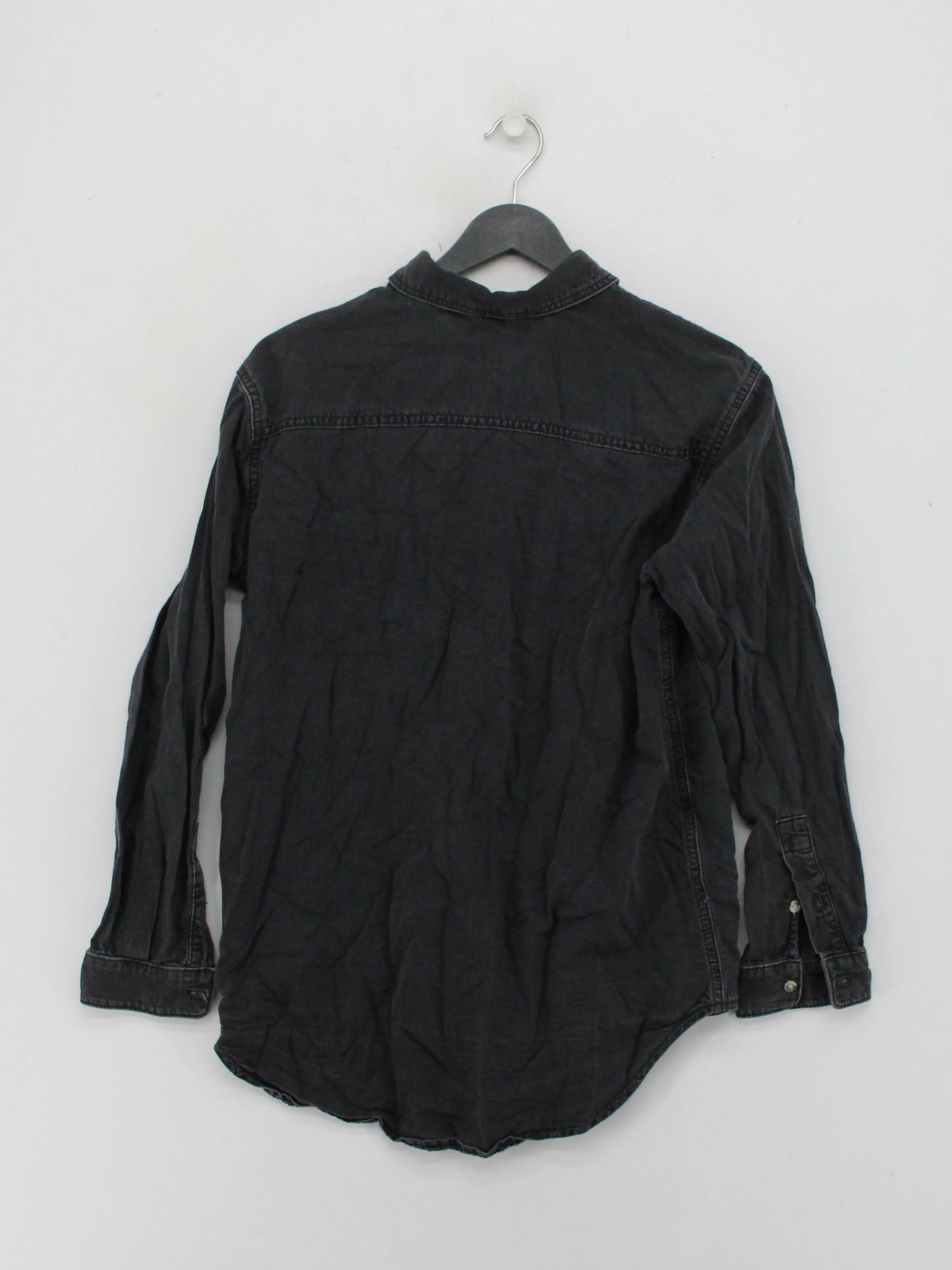 Topshop Women's Shirt S Black 100% Cotton Long Sleeve Collared Basic - Image 2