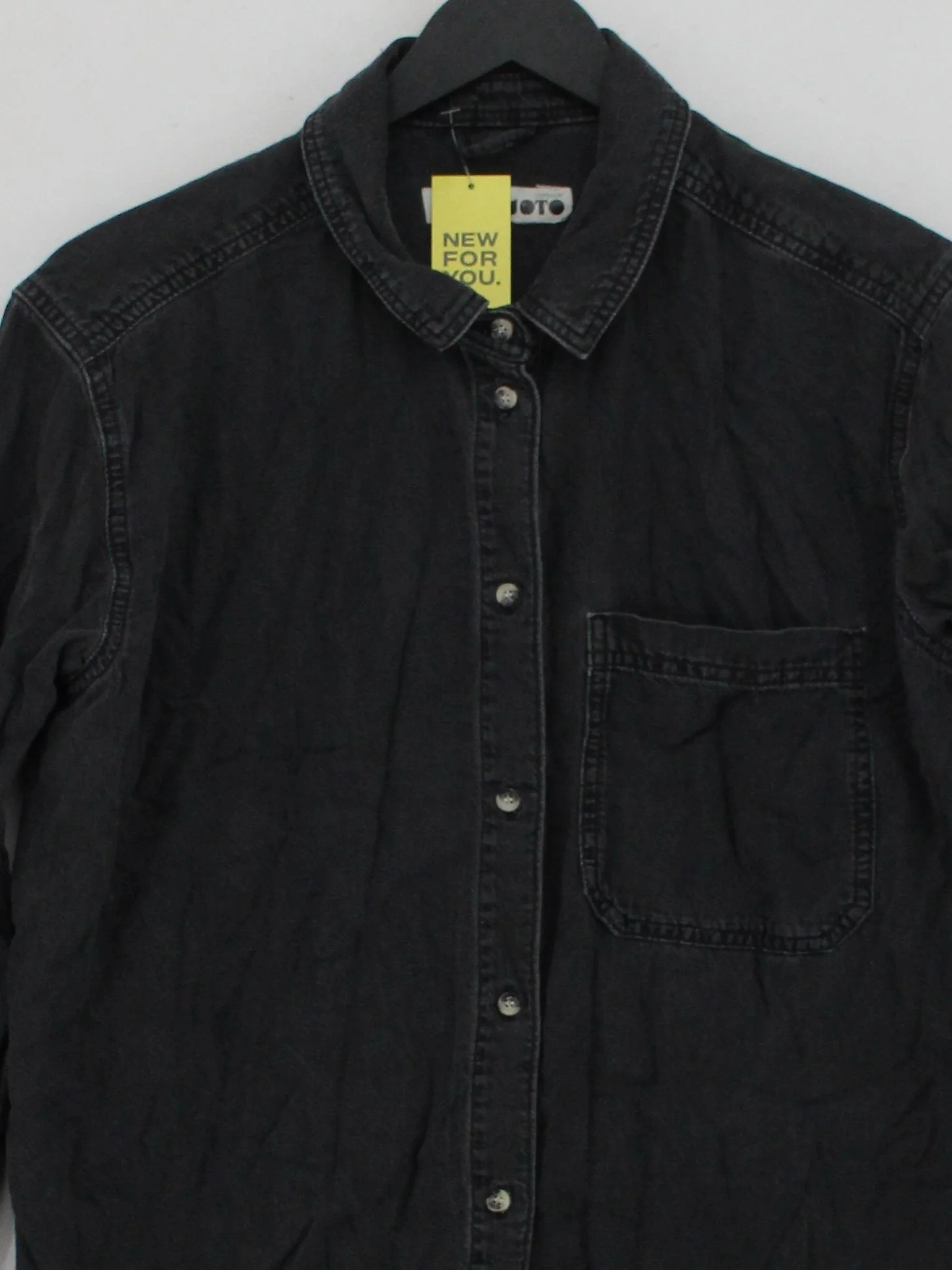 Topshop Women's Shirt S Black 100% Cotton Long Sleeve Collared Basic - Image 3