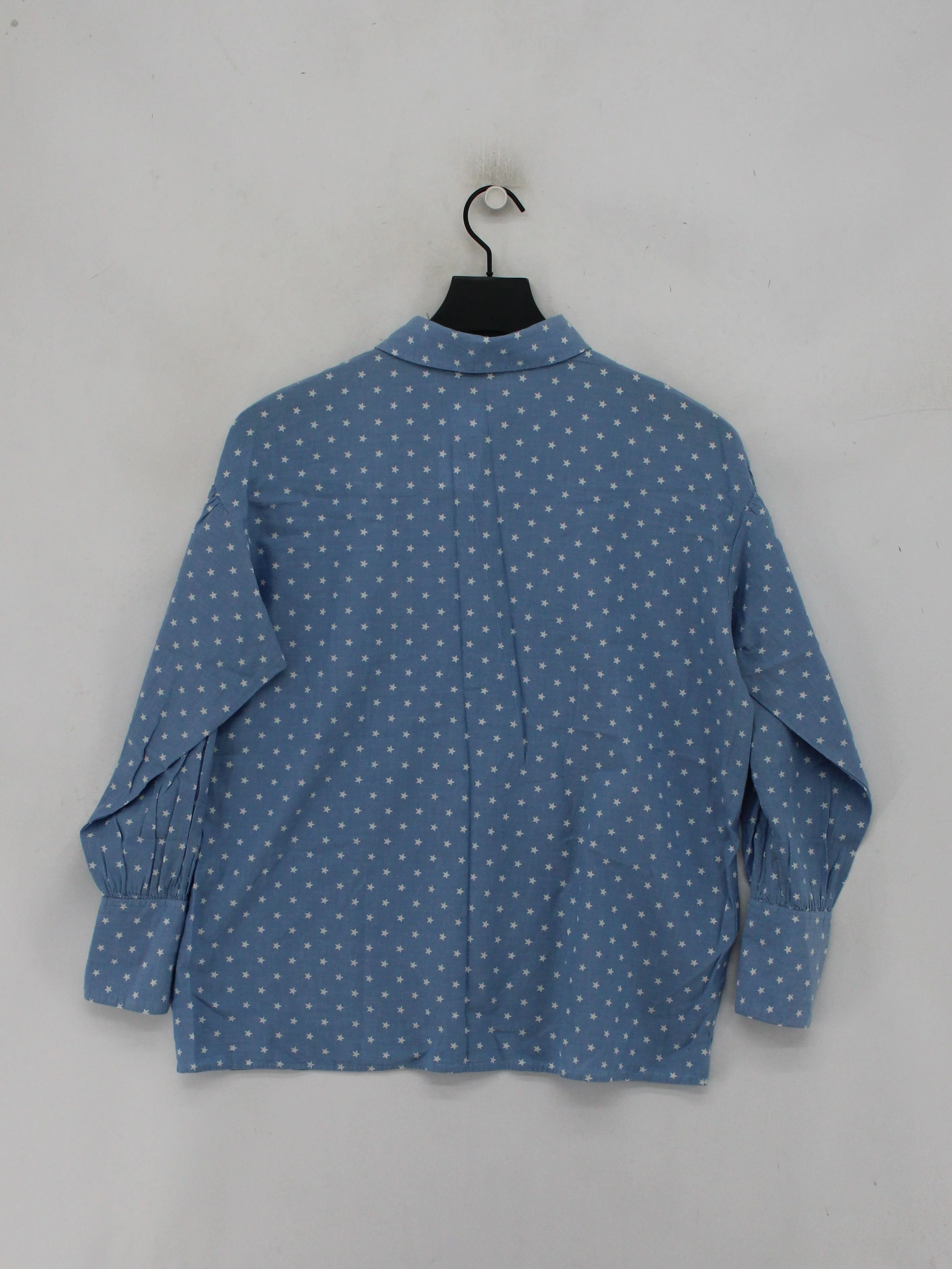 Topshop Women's Shirt S Blue 100% Cotton Long Sleeve Collared Basic - Image 2
