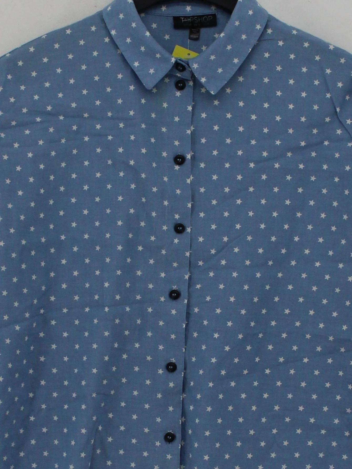 Topshop Women's Shirt S Blue 100% Cotton Long Sleeve Collared Basic - Image 3