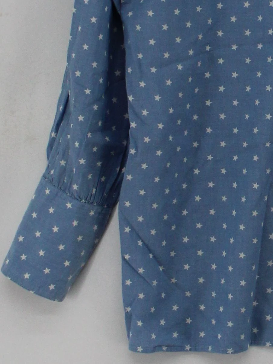 Topshop Women's Shirt S Blue 100% Cotton Long Sleeve Collared Basic - Image 4