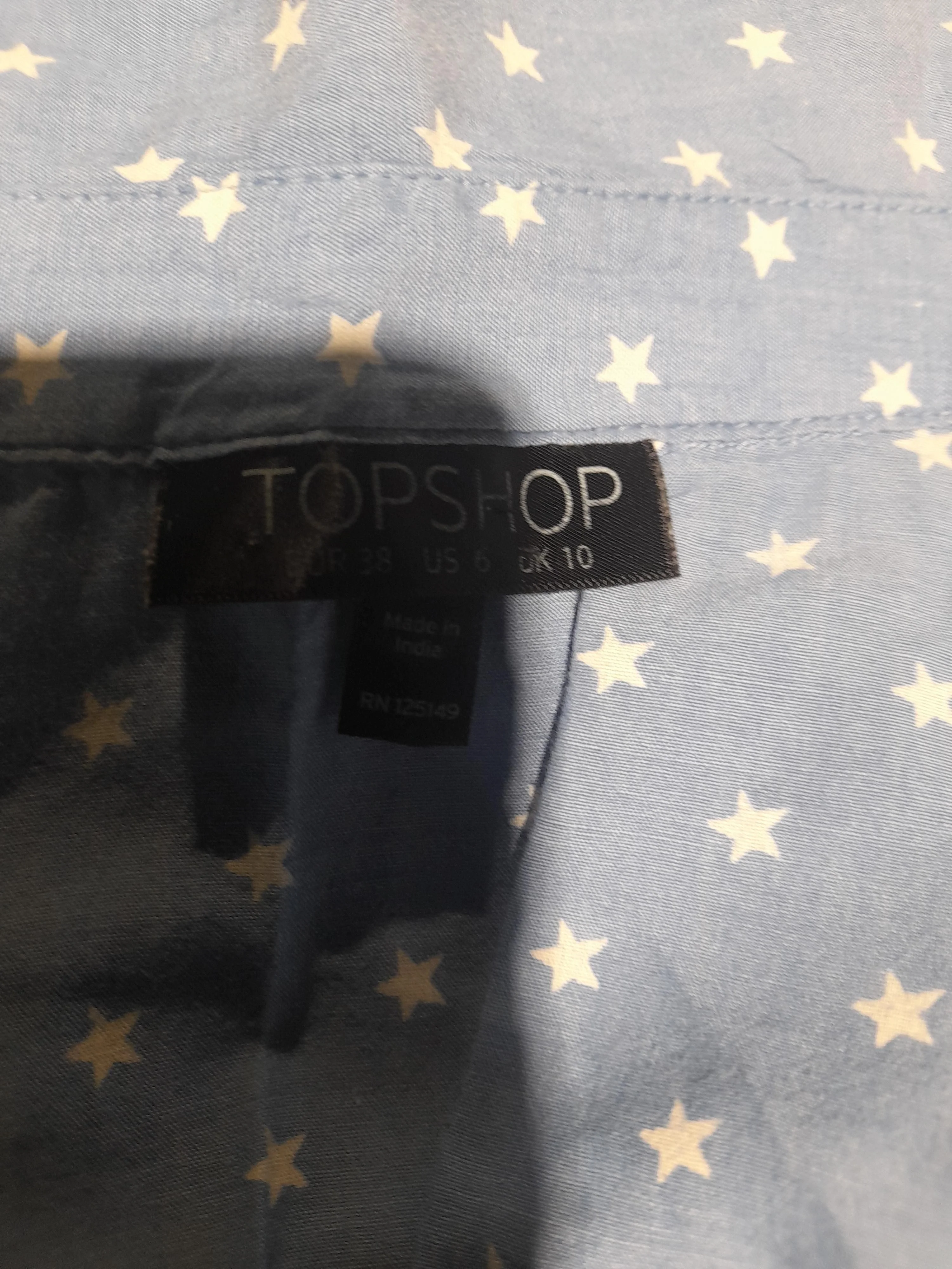Topshop Women's Shirt S Blue 100% Cotton Long Sleeve Collared Basic - Image 5
