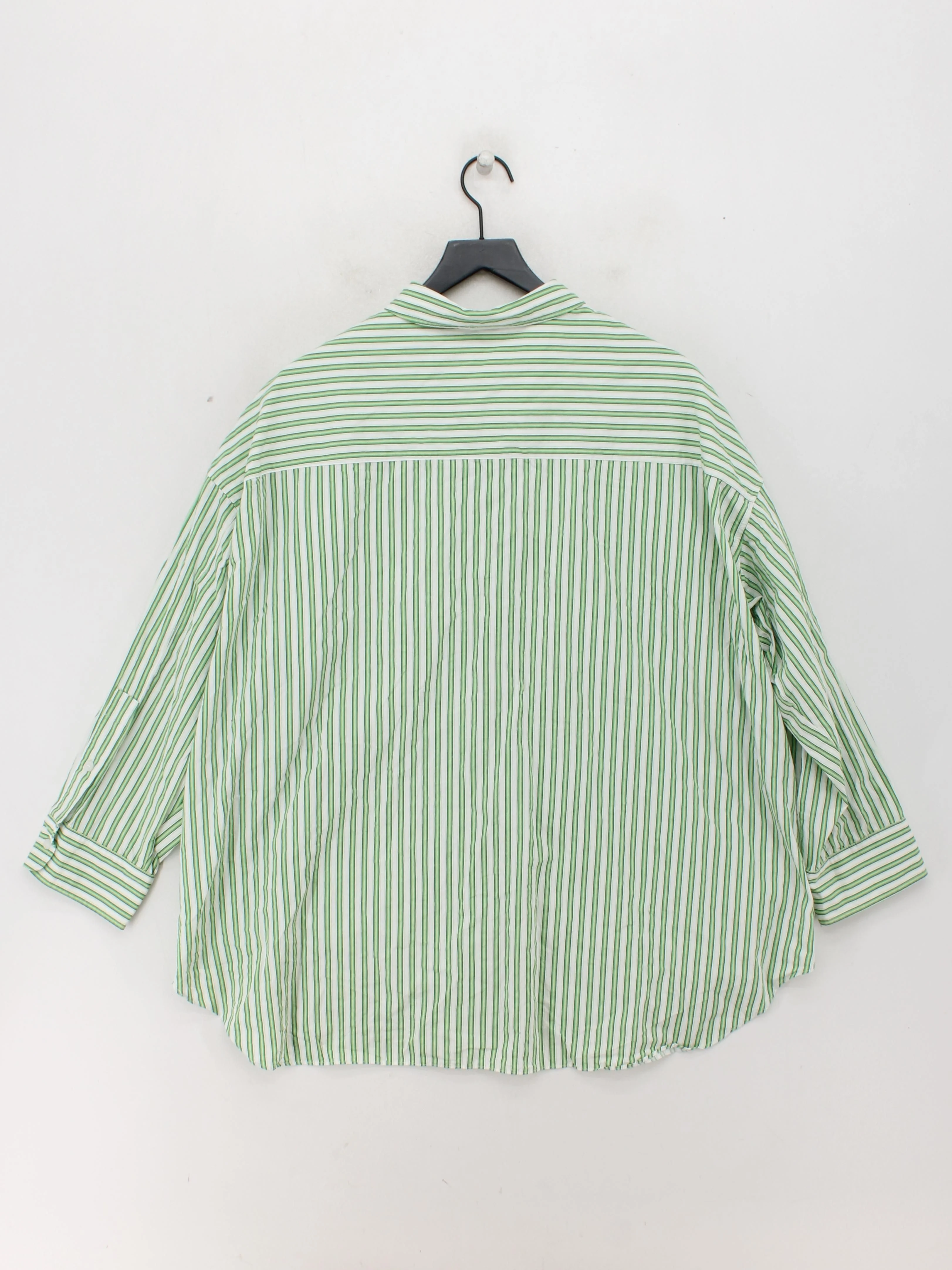 Topshop Women's Shirt S Multi Striped 100% Cotton Long Sleeve Collared Basic - Image 2