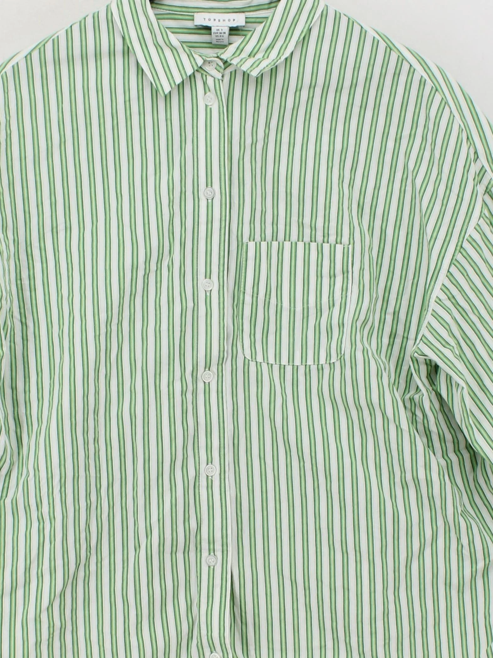 Topshop Women's Shirt S Multi Striped 100% Cotton Long Sleeve Collared Basic - Image 3