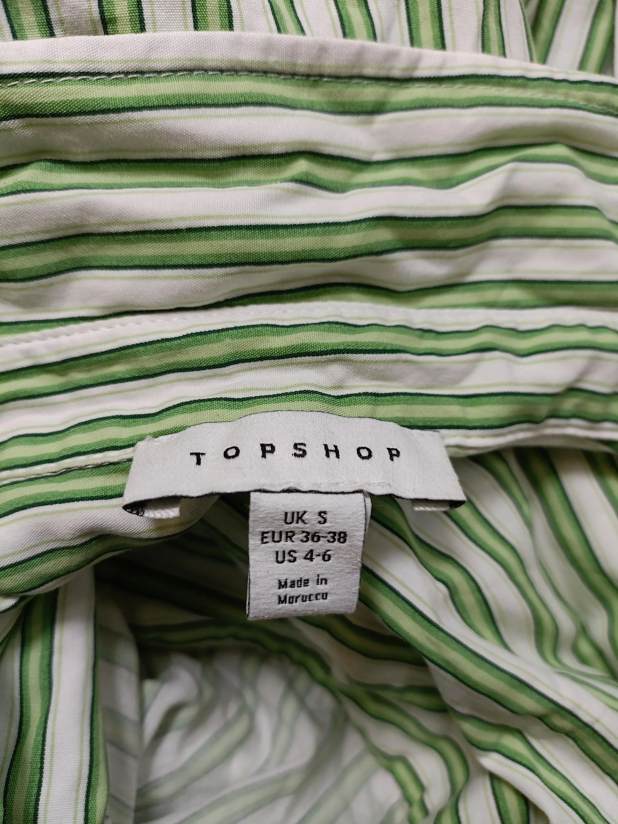 Topshop Women's Shirt S Multi Striped 100% Cotton Long Sleeve Collared Basic - Image 5