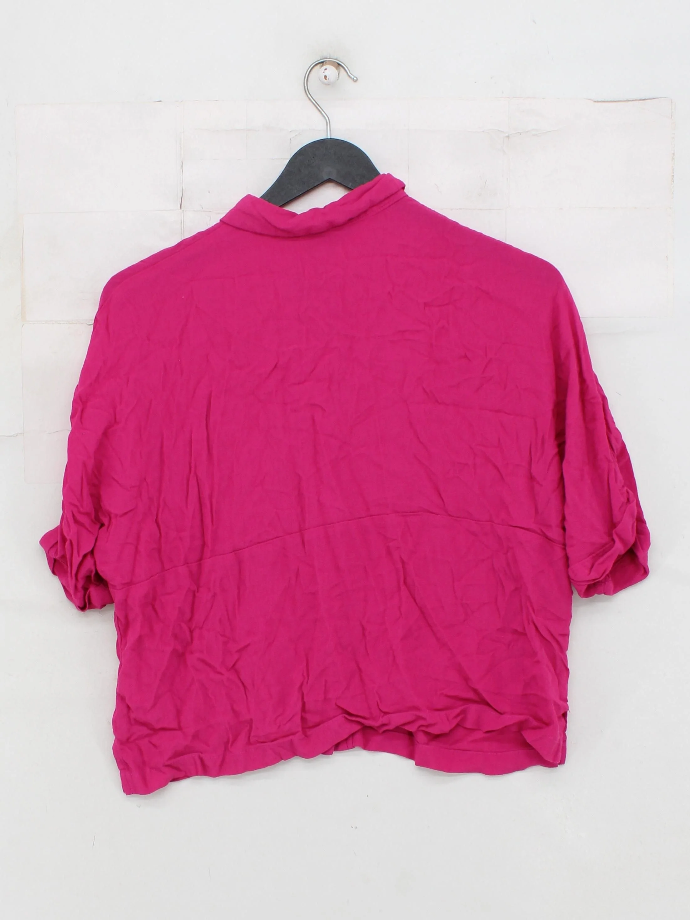 Topshop Women's Shirt S Pink 100% Viscose Short Sleeve Collared Basic - Image 2