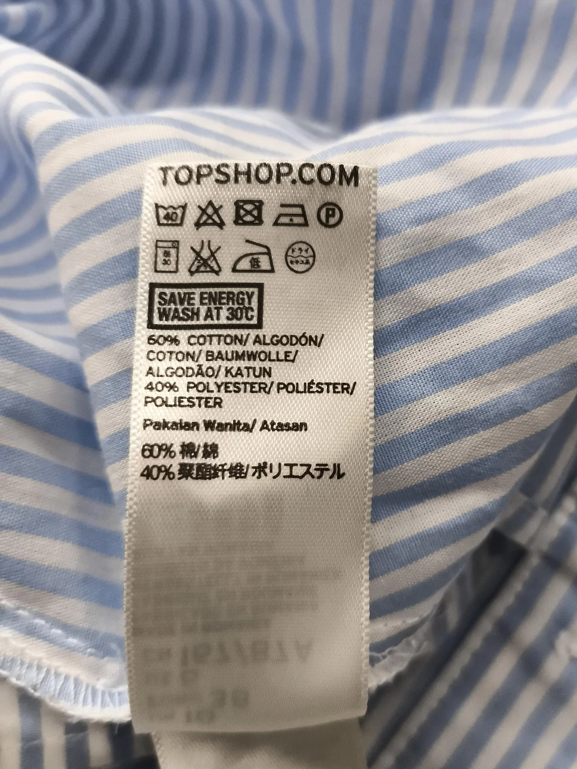 Topshop Women's Shirt UK 10 Blue Cotton with Polyester Basic - Image 6