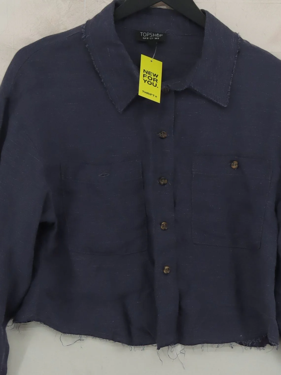 Topshop Women's Shirt UK 10 Blue Viscose with Linen, Polyester Basic - Image 3