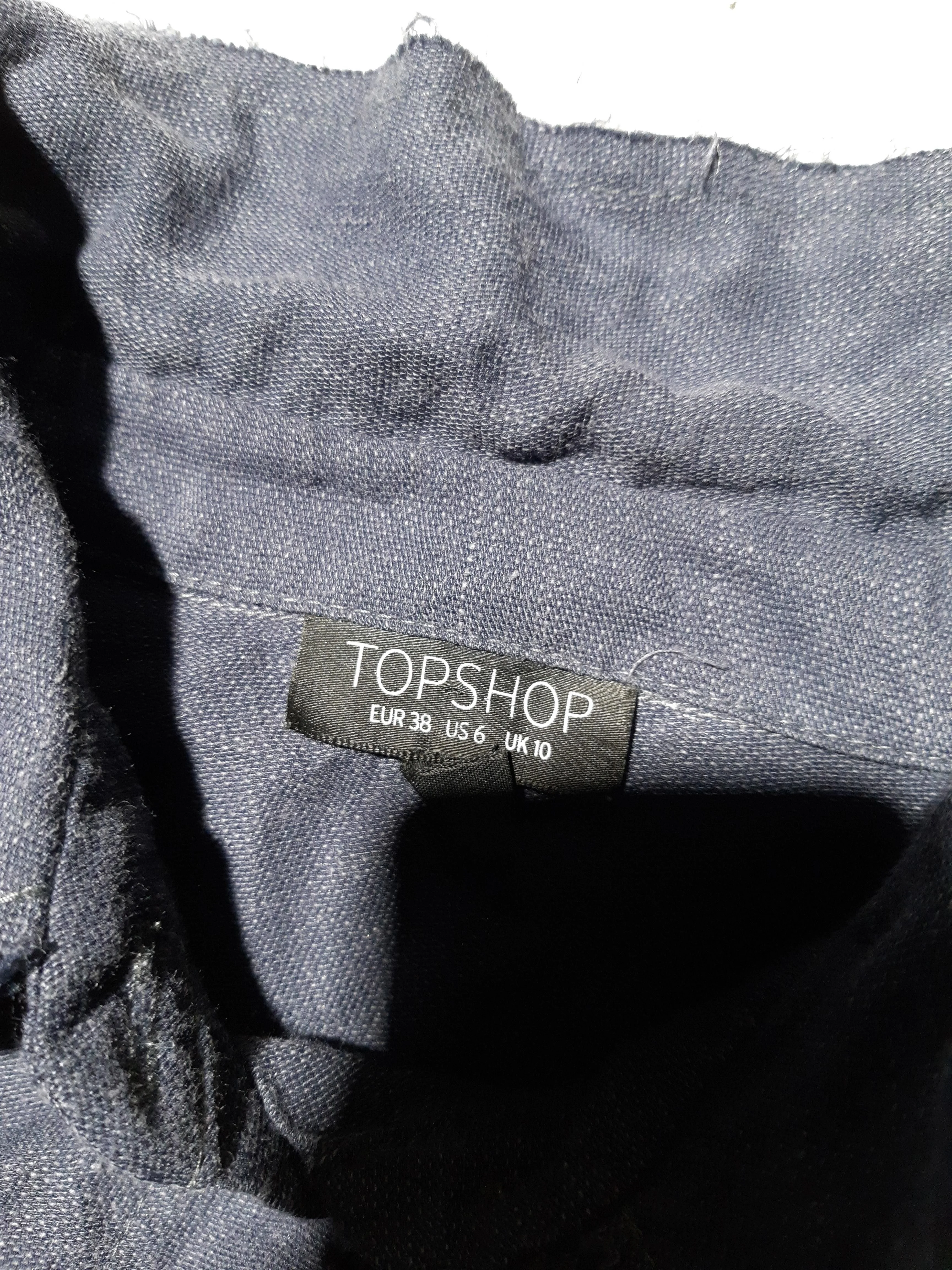 Topshop Women's Shirt UK 10 Blue Viscose with Linen, Polyester Basic - Image 5