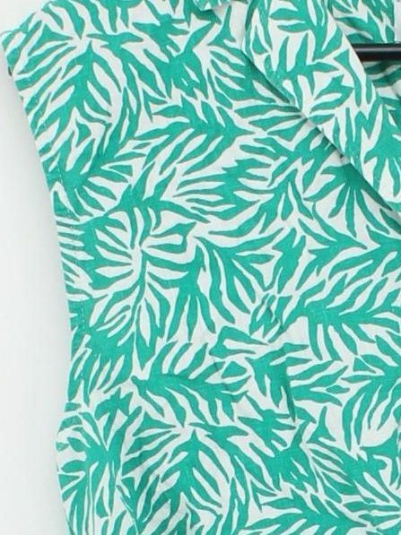 Topshop Women's Shirt UK 10 Green Linen with Viscose Basic - Image 4