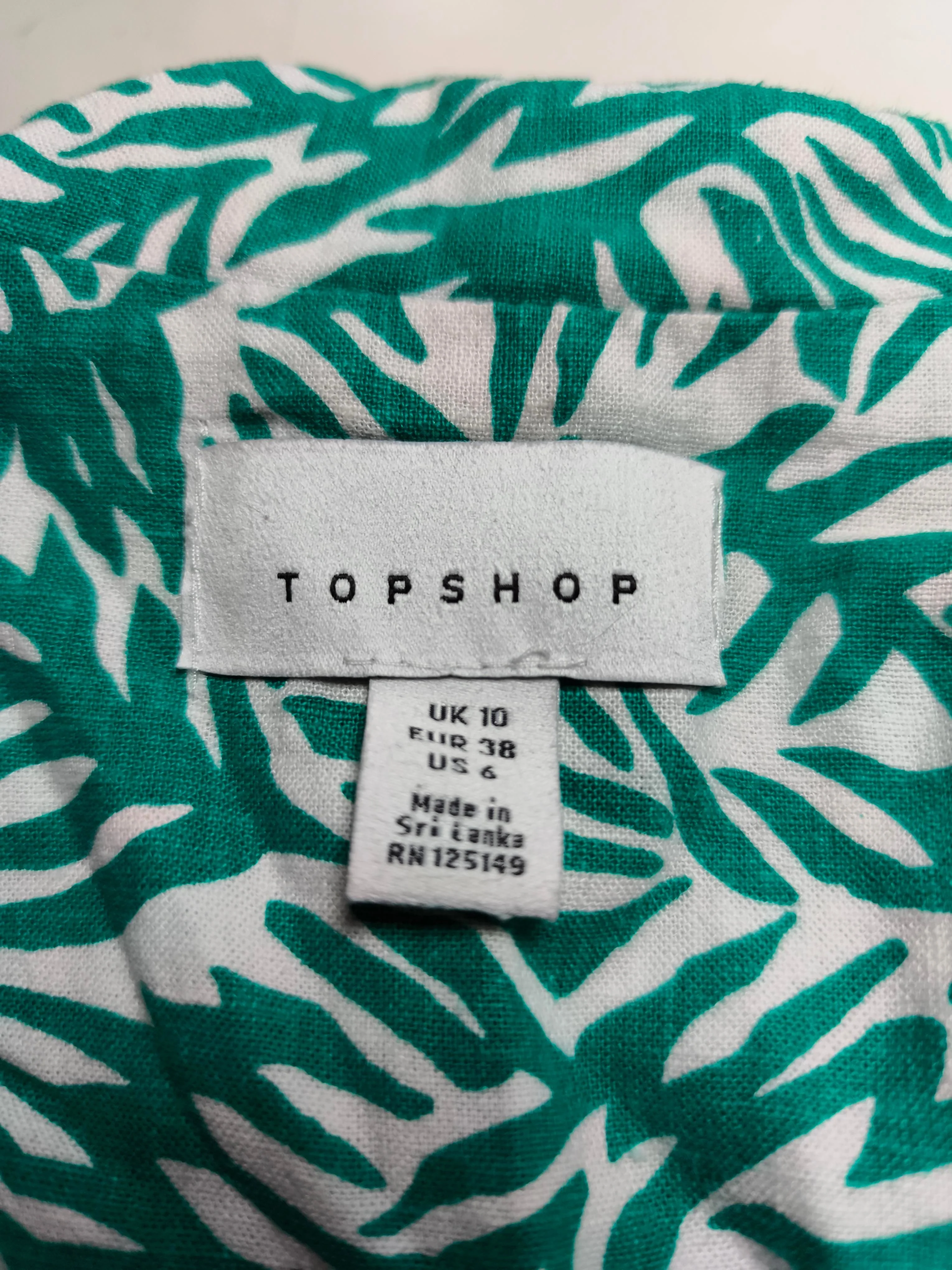 Topshop Women's Shirt UK 10 Green Linen with Viscose Basic - Image 5