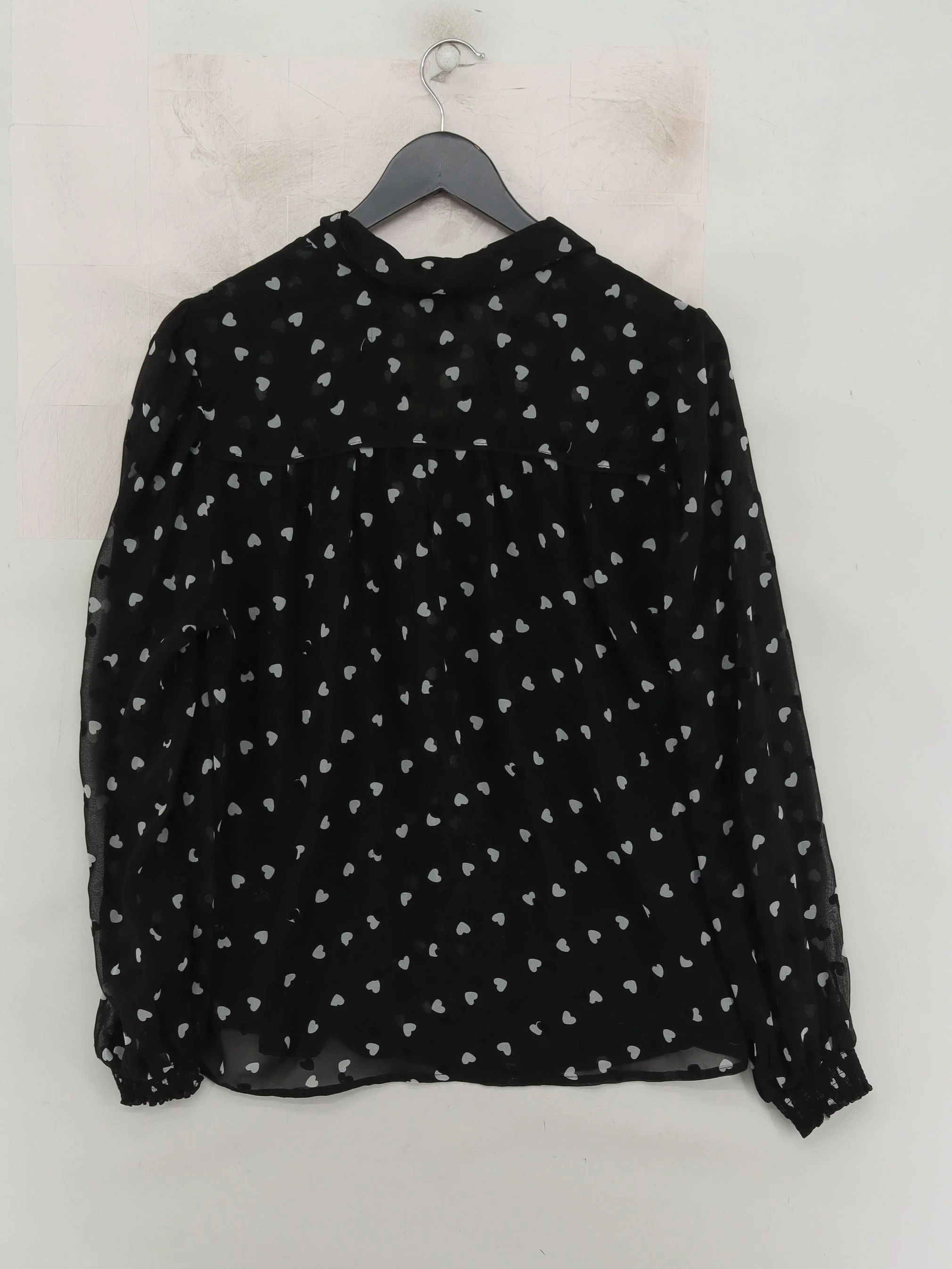 Topshop Women's Shirt UK 12 Black 100% Polyester Long Sleeve Collared Basic - Image 2