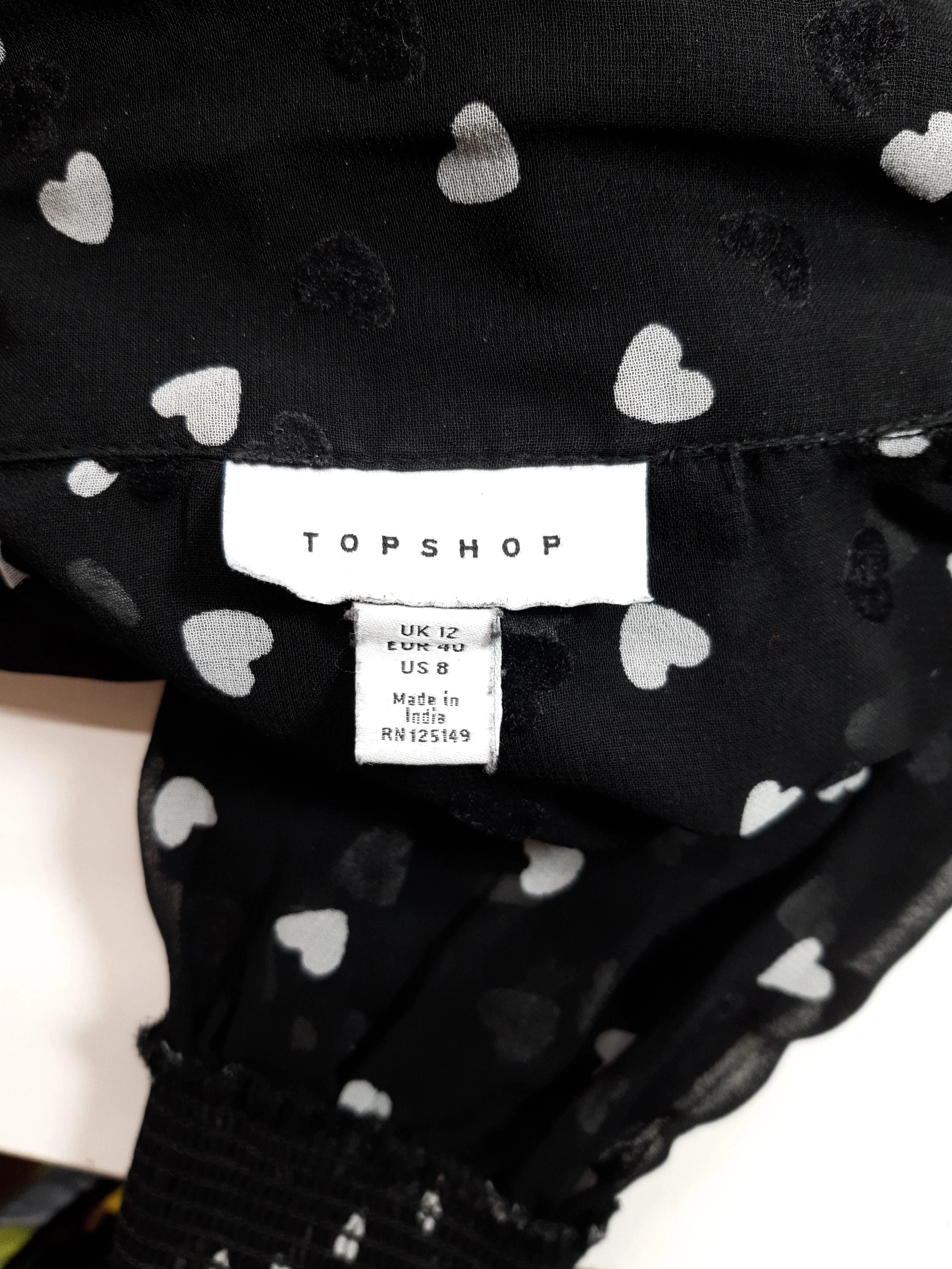 Topshop Women's Shirt UK 12 Black 100% Polyester Long Sleeve Collared Basic - Image 5