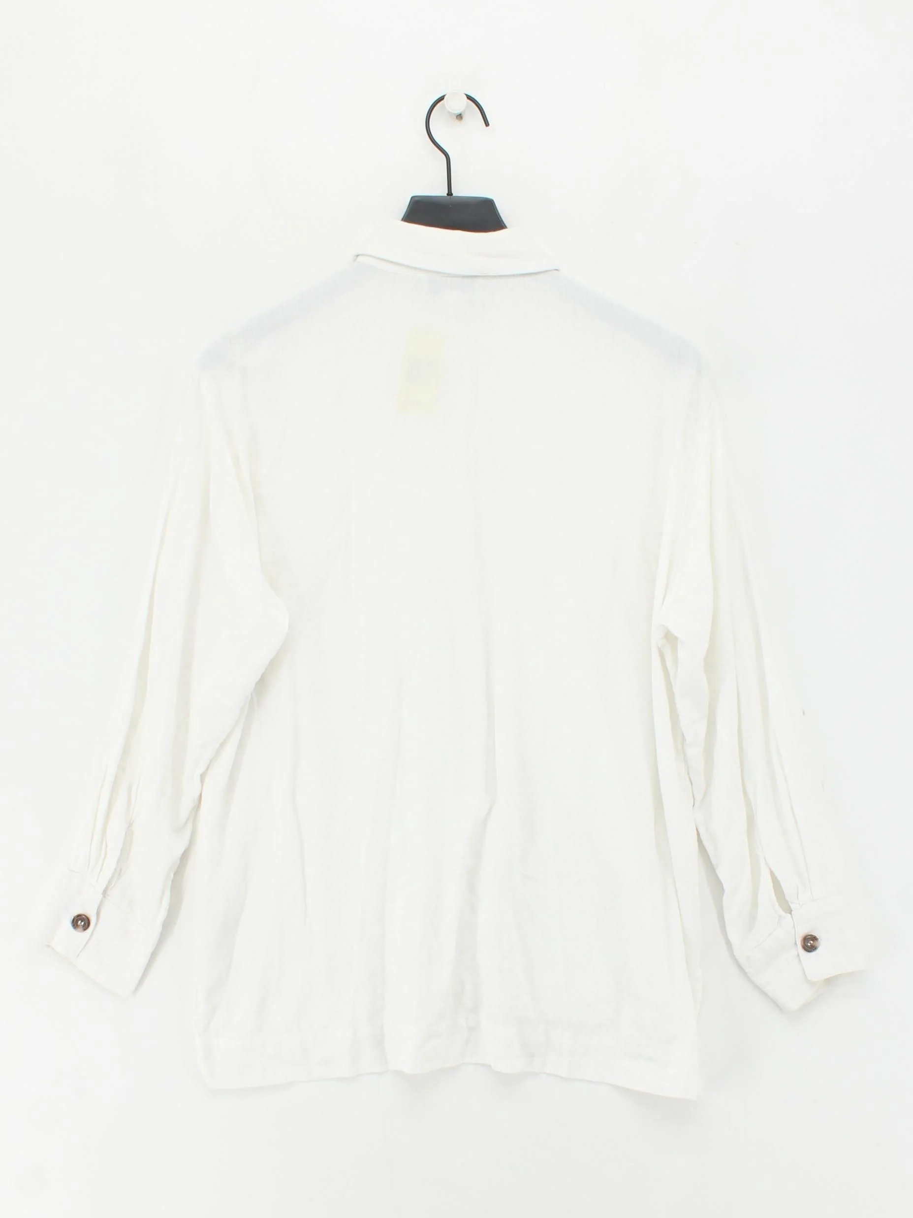 Topshop Women's Shirt UK 12 White 100% Cotton Long Sleeve Collared Basic - Image 2