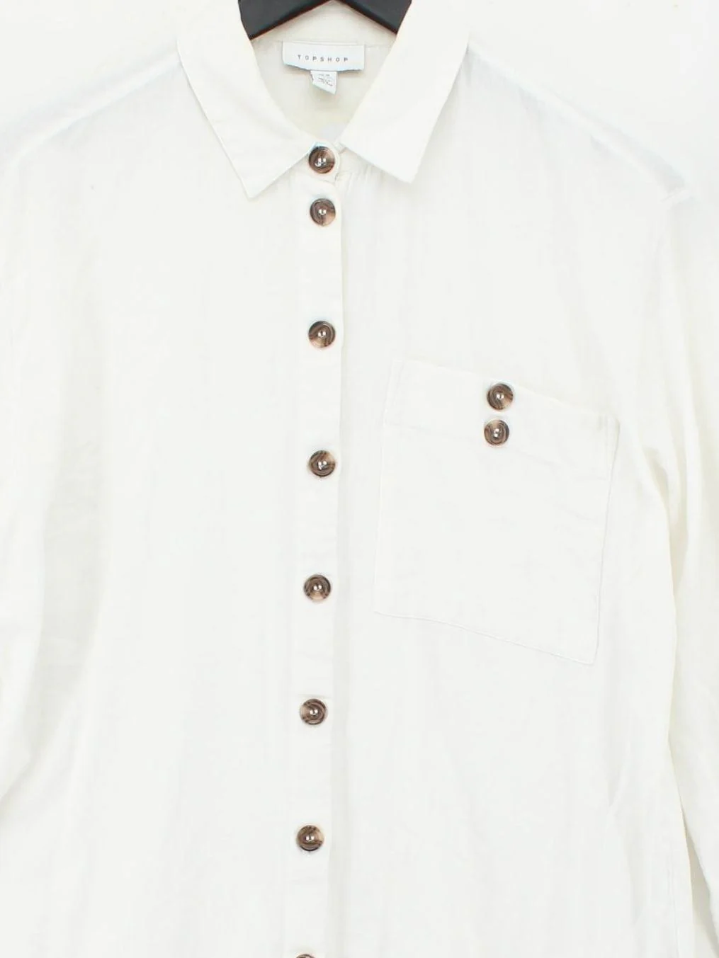 Topshop Women's Shirt UK 12 White 100% Cotton Long Sleeve Collared Basic - Image 3