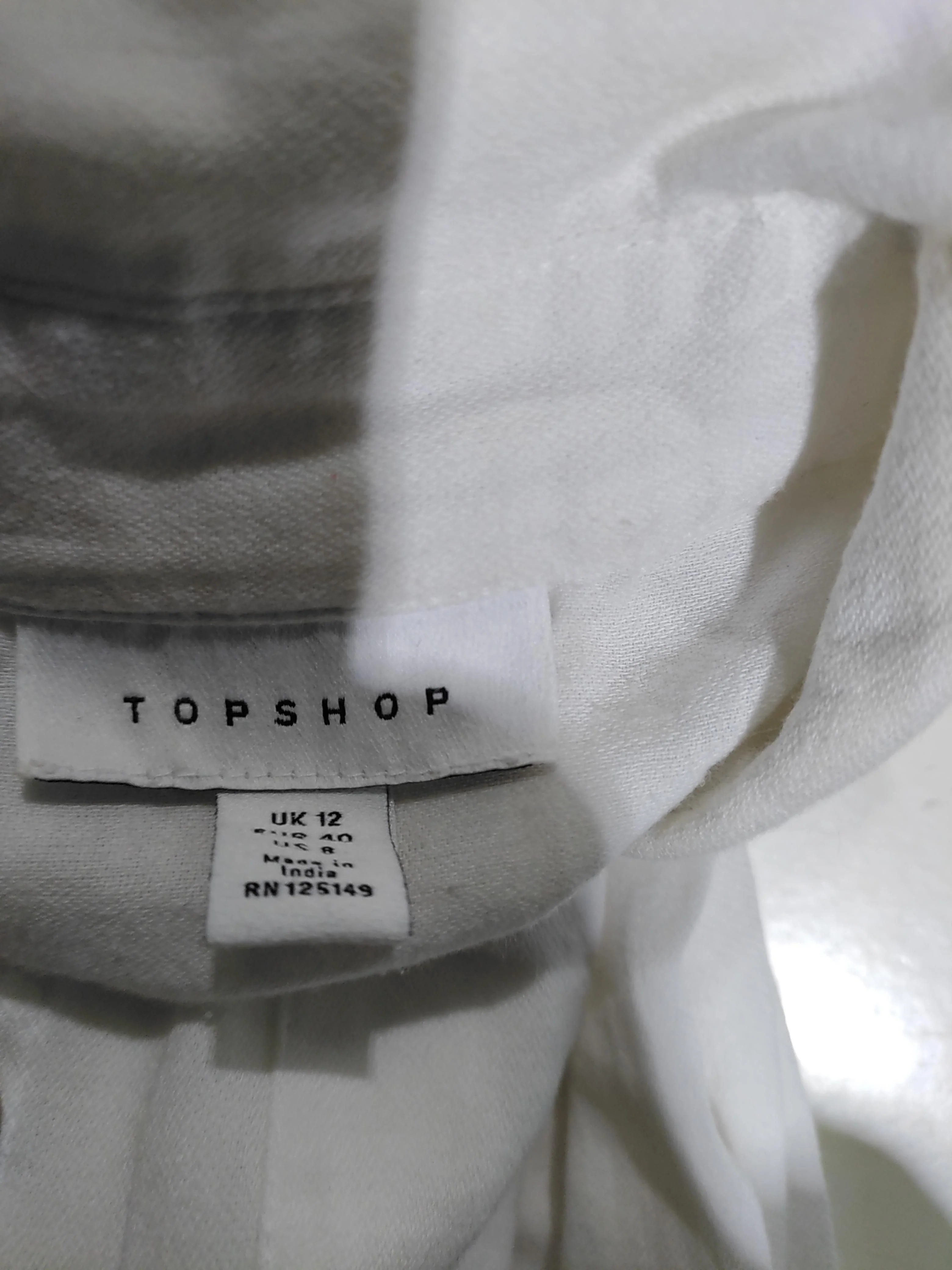 Topshop Women's Shirt UK 12 White 100% Cotton Long Sleeve Collared Basic - Image 6