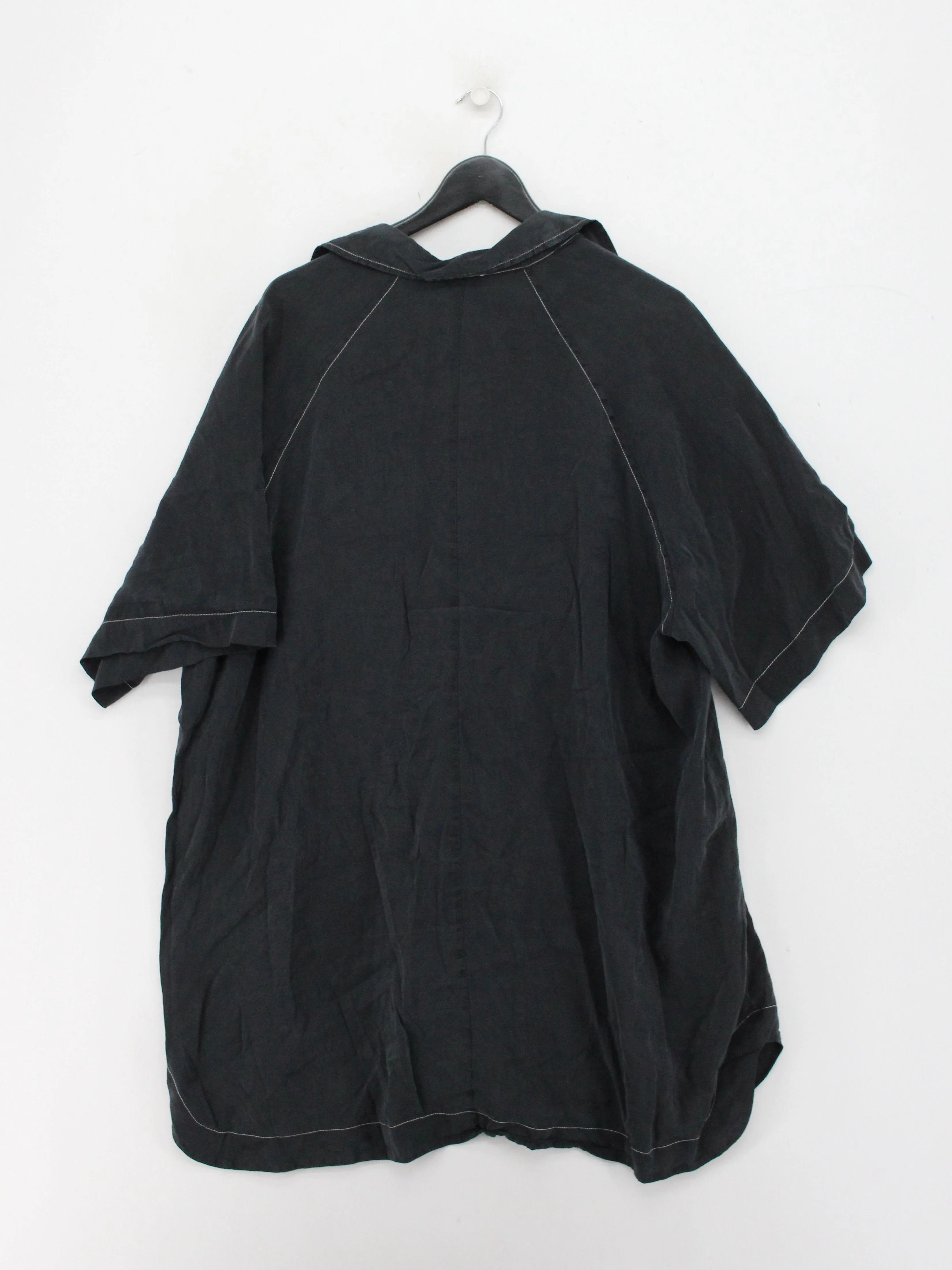 Topshop Women's Shirt UK 14 Black 100% Other Short Sleeve Collared Basic - Image 2