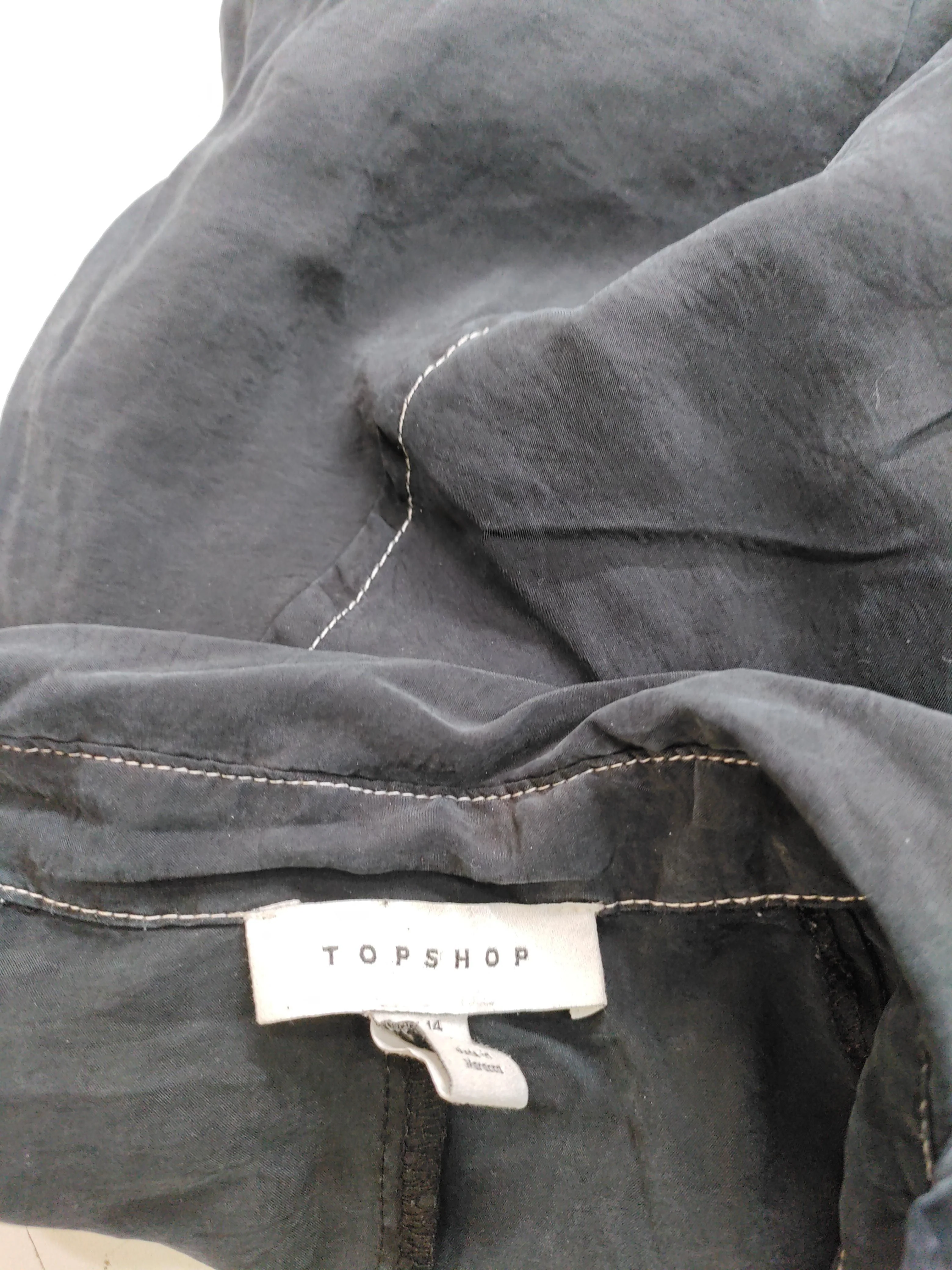 Topshop Women's Shirt UK 14 Black 100% Other Short Sleeve Collared Basic - Image 5