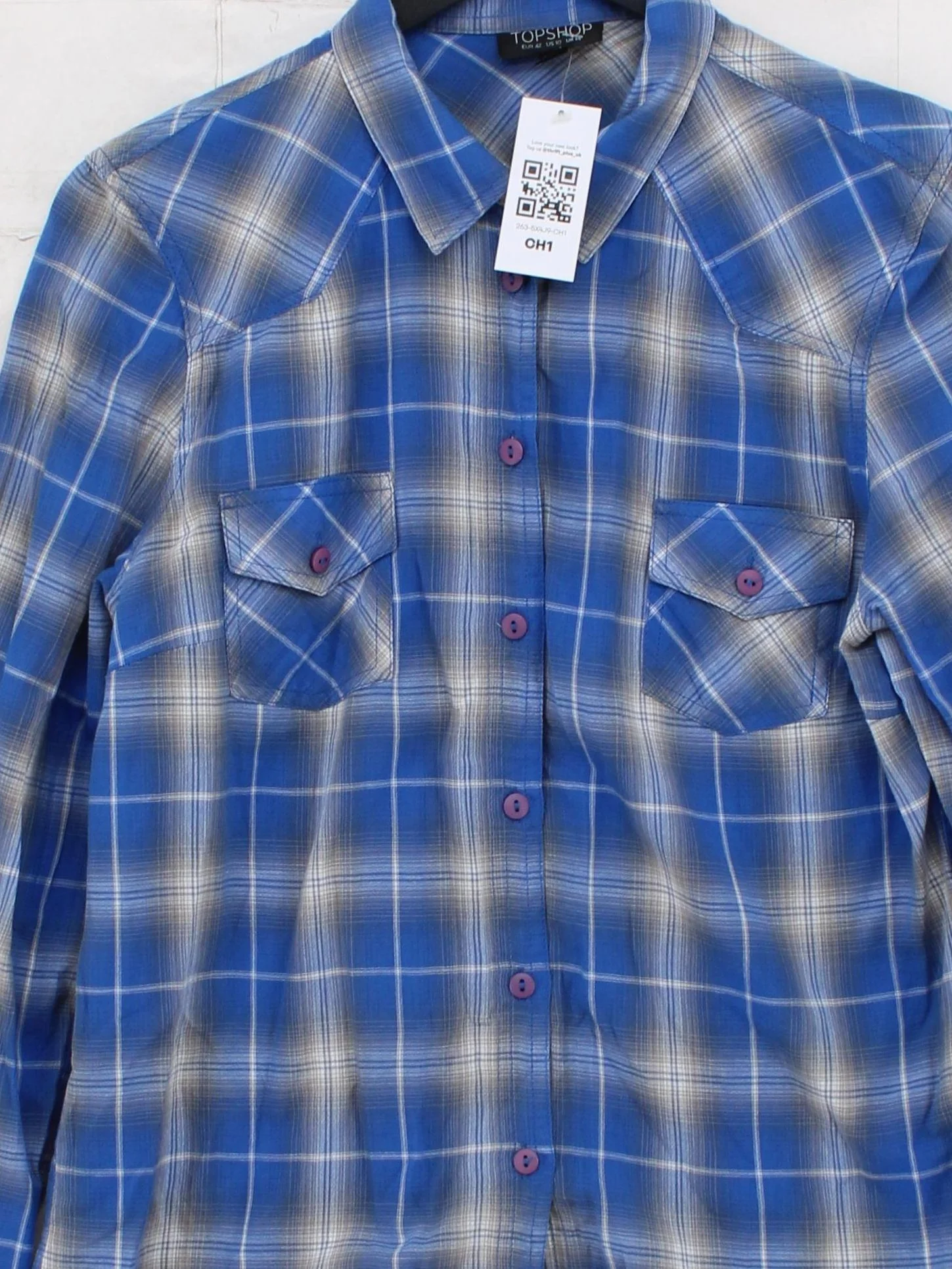 Topshop Women's Shirt UK 14 Blue 100% Cotton Basic - Image 3