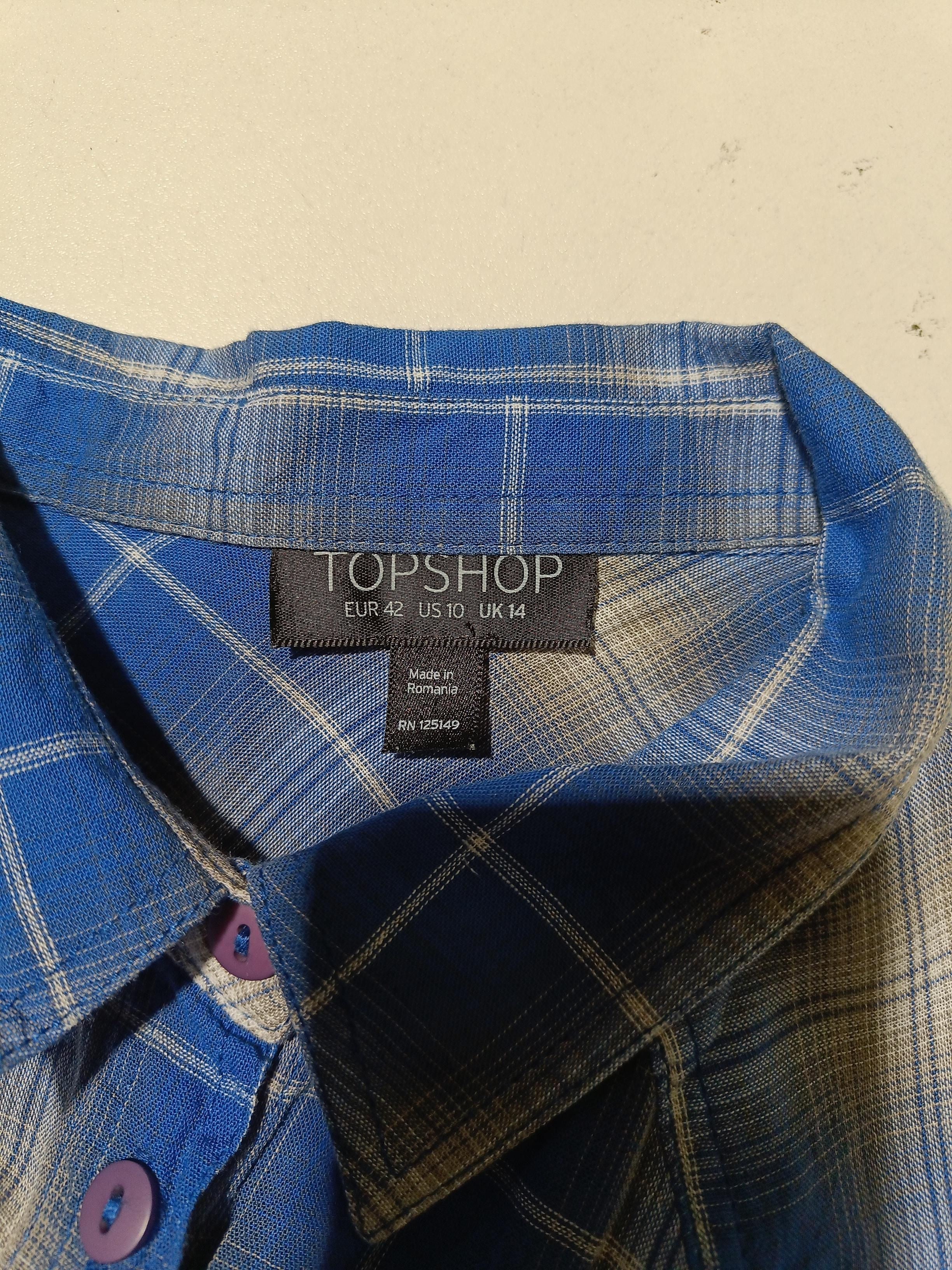 Topshop Women's Shirt UK 14 Blue 100% Cotton Basic - Image 5