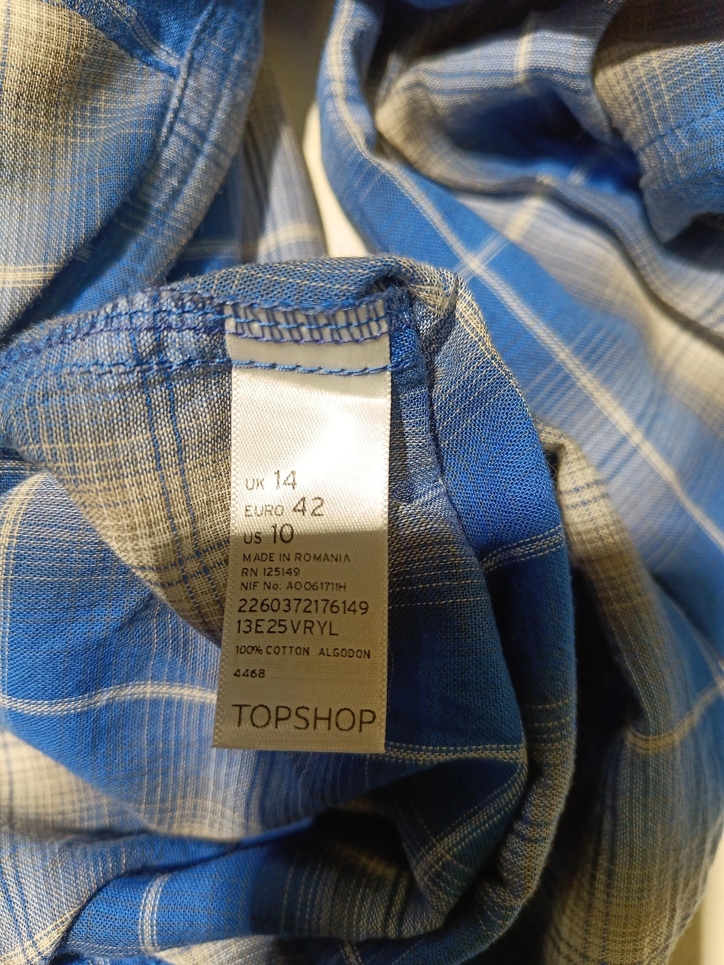 Topshop Women's Shirt UK 14 Blue 100% Cotton Basic - Image 6