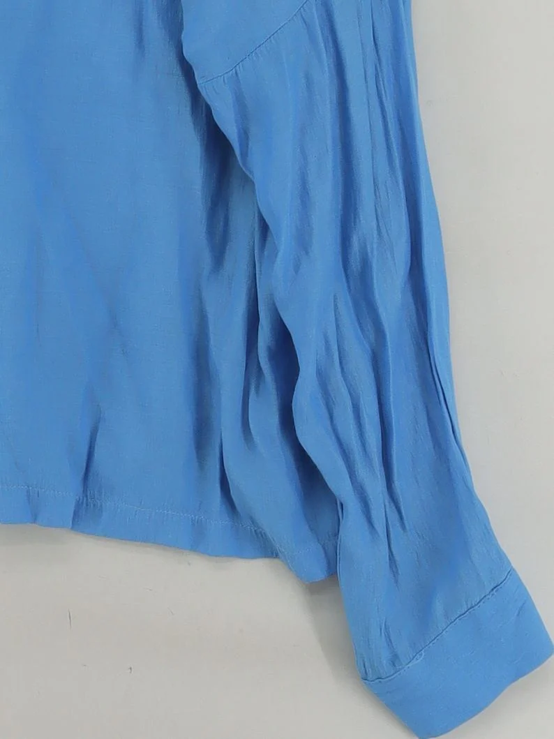 Topshop Women's Shirt UK 14 Blue Viscose with Polyester Basic - Image 4