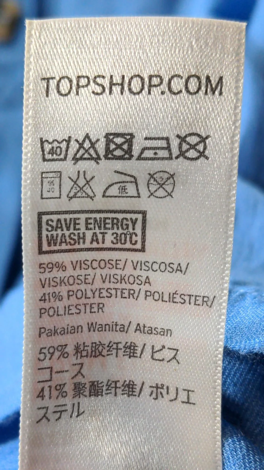 Topshop Women's Shirt UK 14 Blue Viscose with Polyester Basic - Image 6