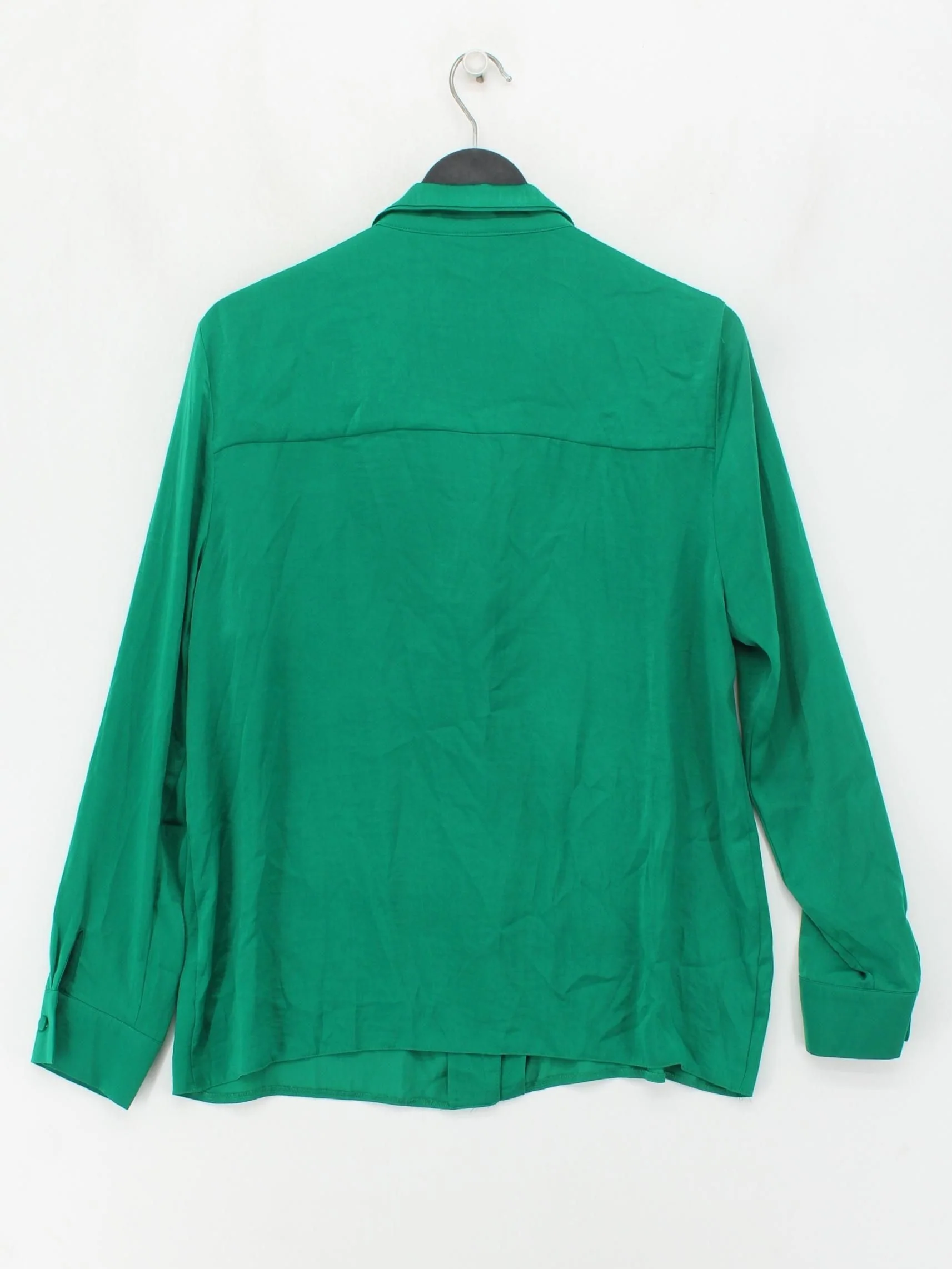 Topshop Women's Shirt UK 14 Green 100% Polyester Long Sleeve Collared Basic - Image 2